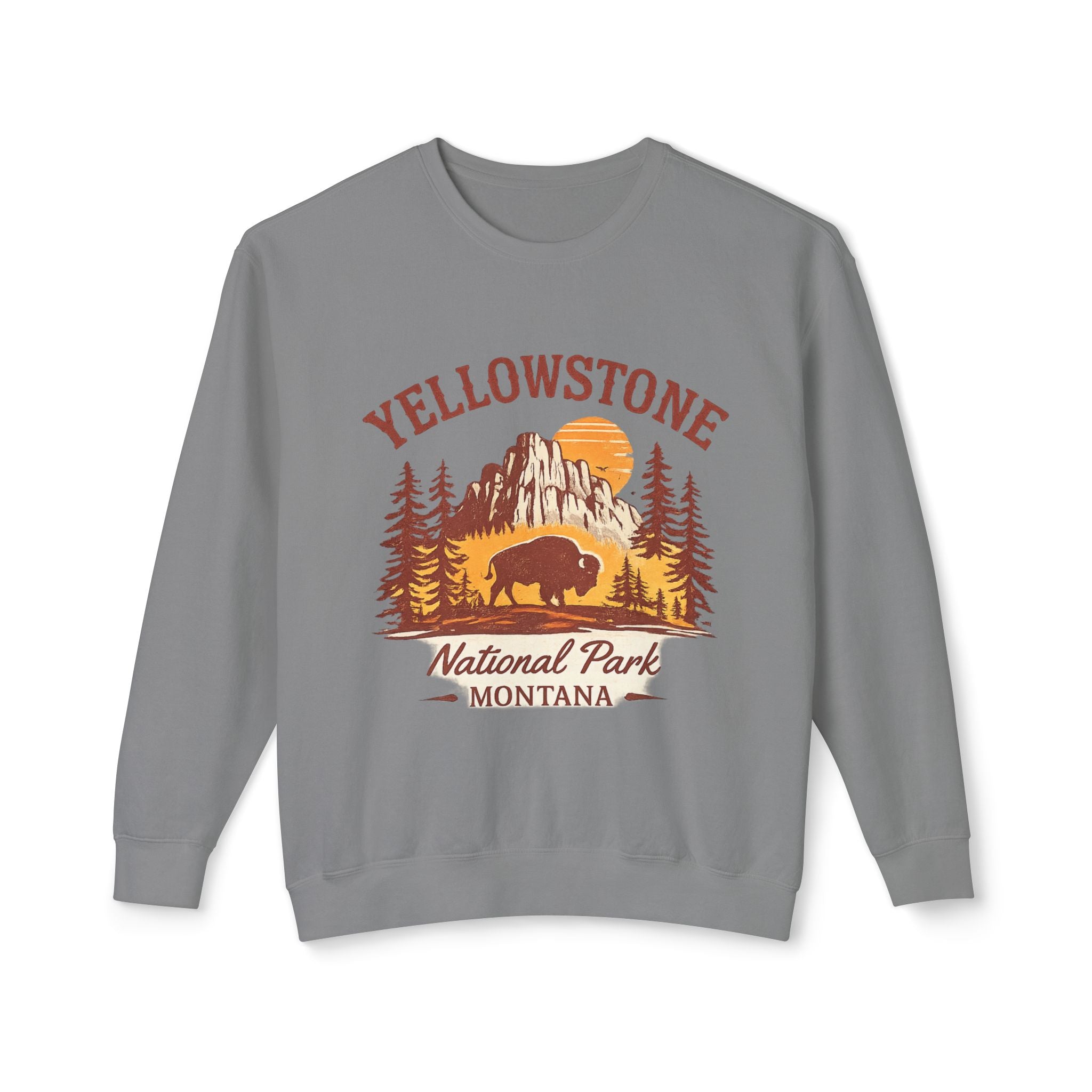 Yellowstone National Park Crewneck Sweatshirt — Montana Buffalo Scenic Vintage Tee