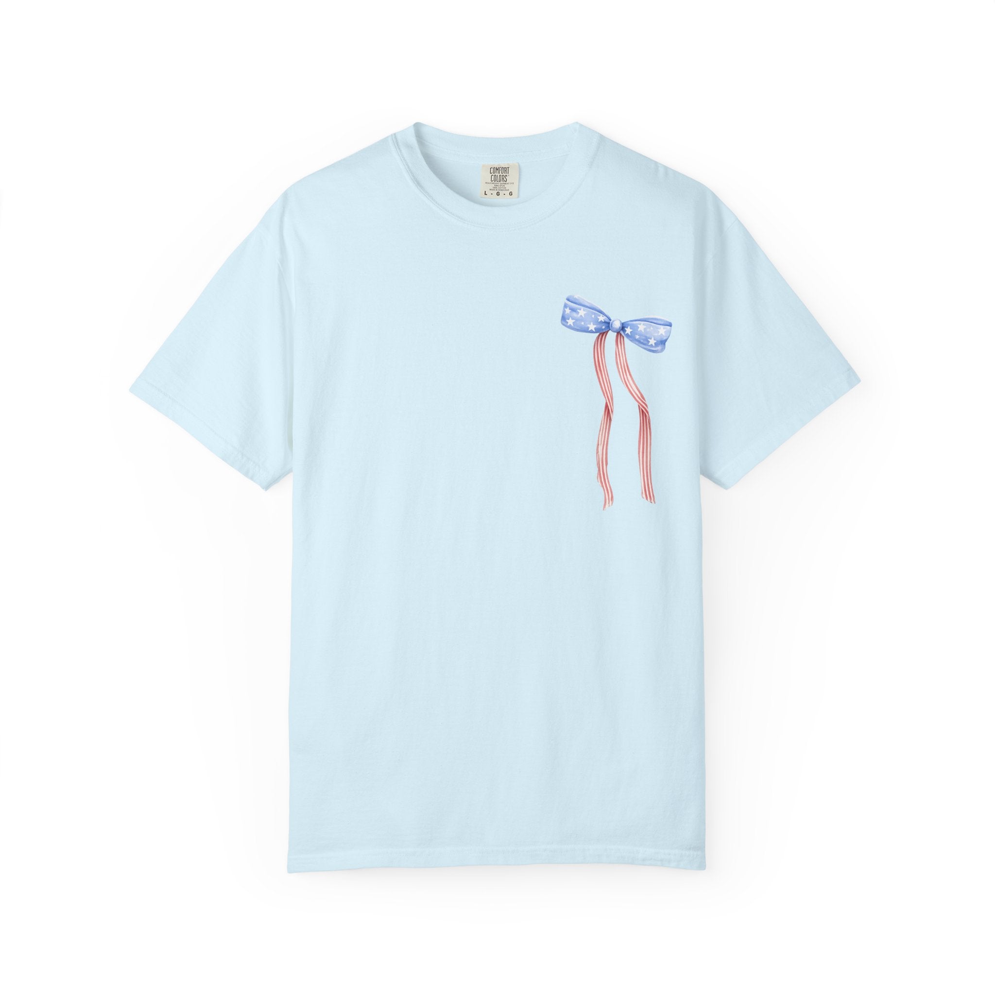 Patriotic Bow T-Shirt — “Land of the Free, Because of the Brave” Graphic Tee
