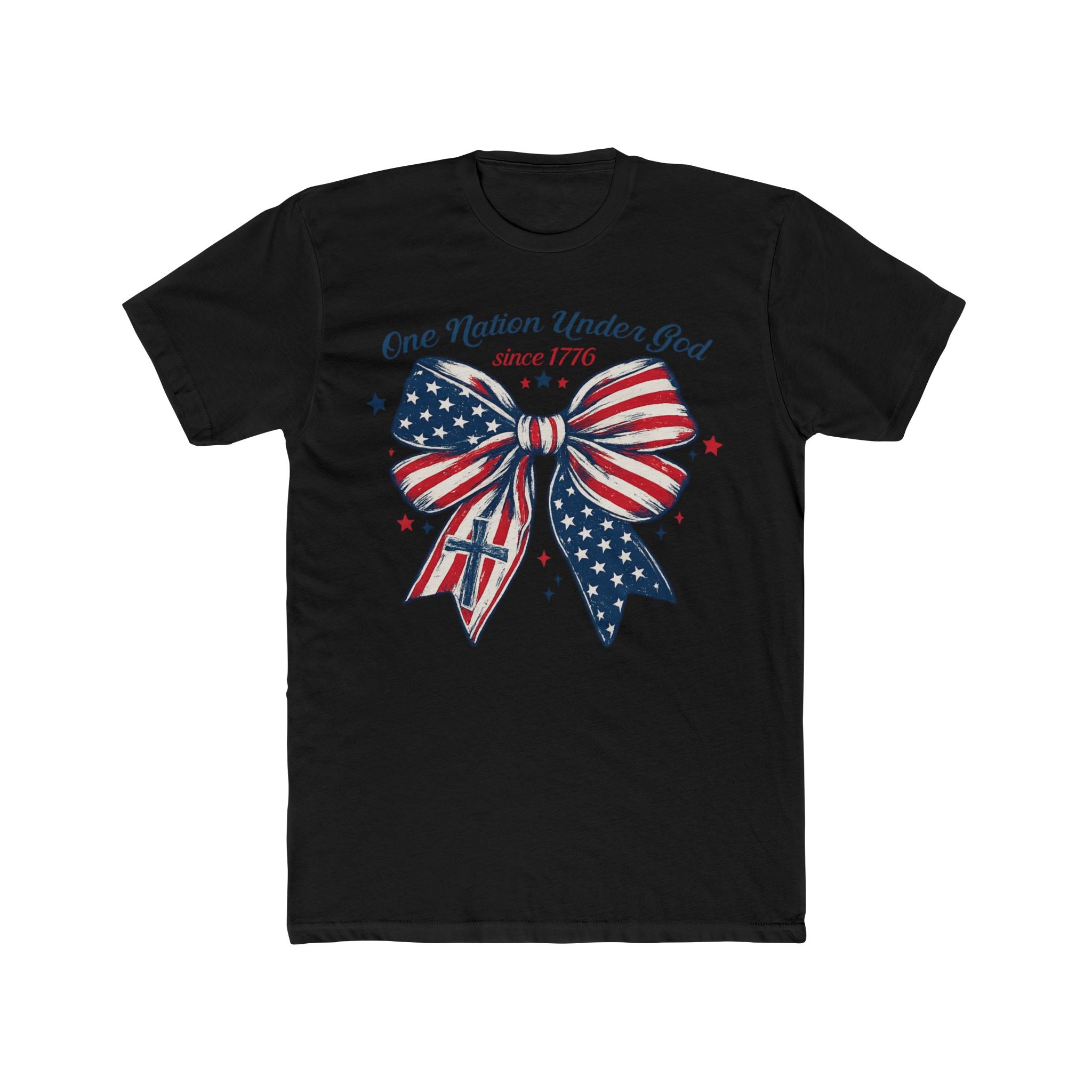 Patriotic Bow Tee – "One Nation Under God" American Flag T-Shirt