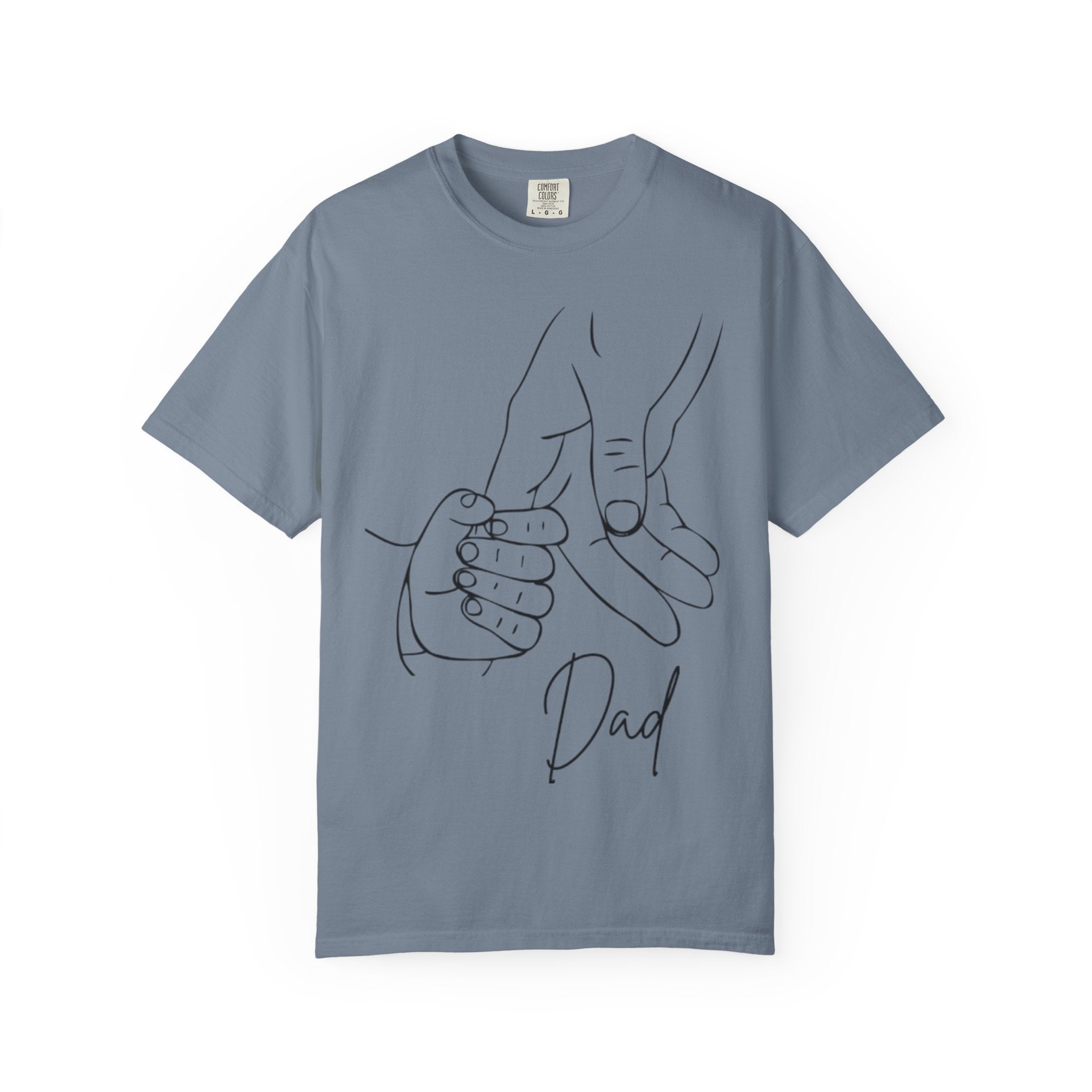 Dad Holding Baby Hand T-Shirt — Minimal Line Art Fatherhood Tee