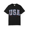 USA Floral Graphic T-Shirt — EST. 1776 Patriotic Tee
