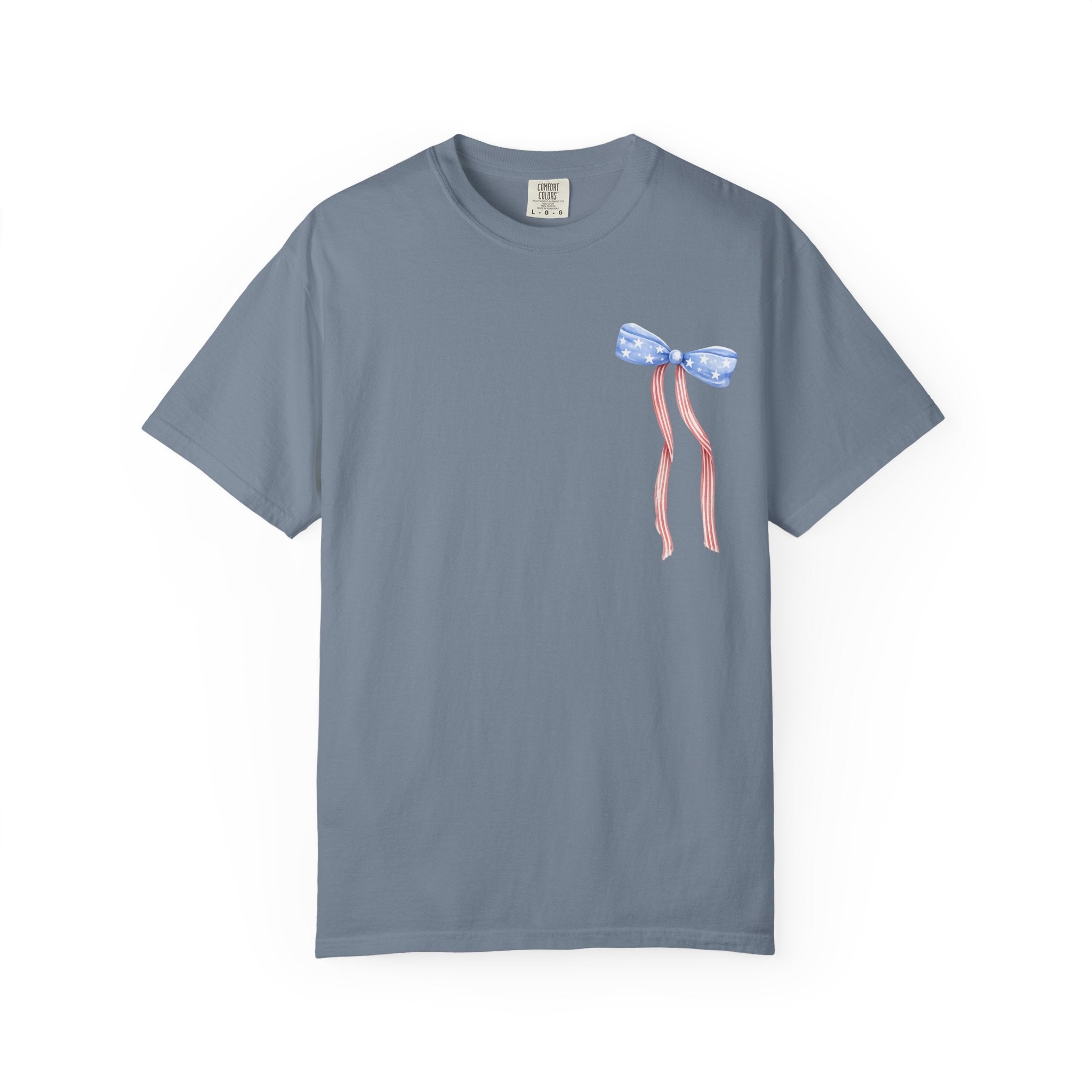 Patriotic Bow T-Shirt — “Land of the Free, Because of the Brave” Graphic Tee