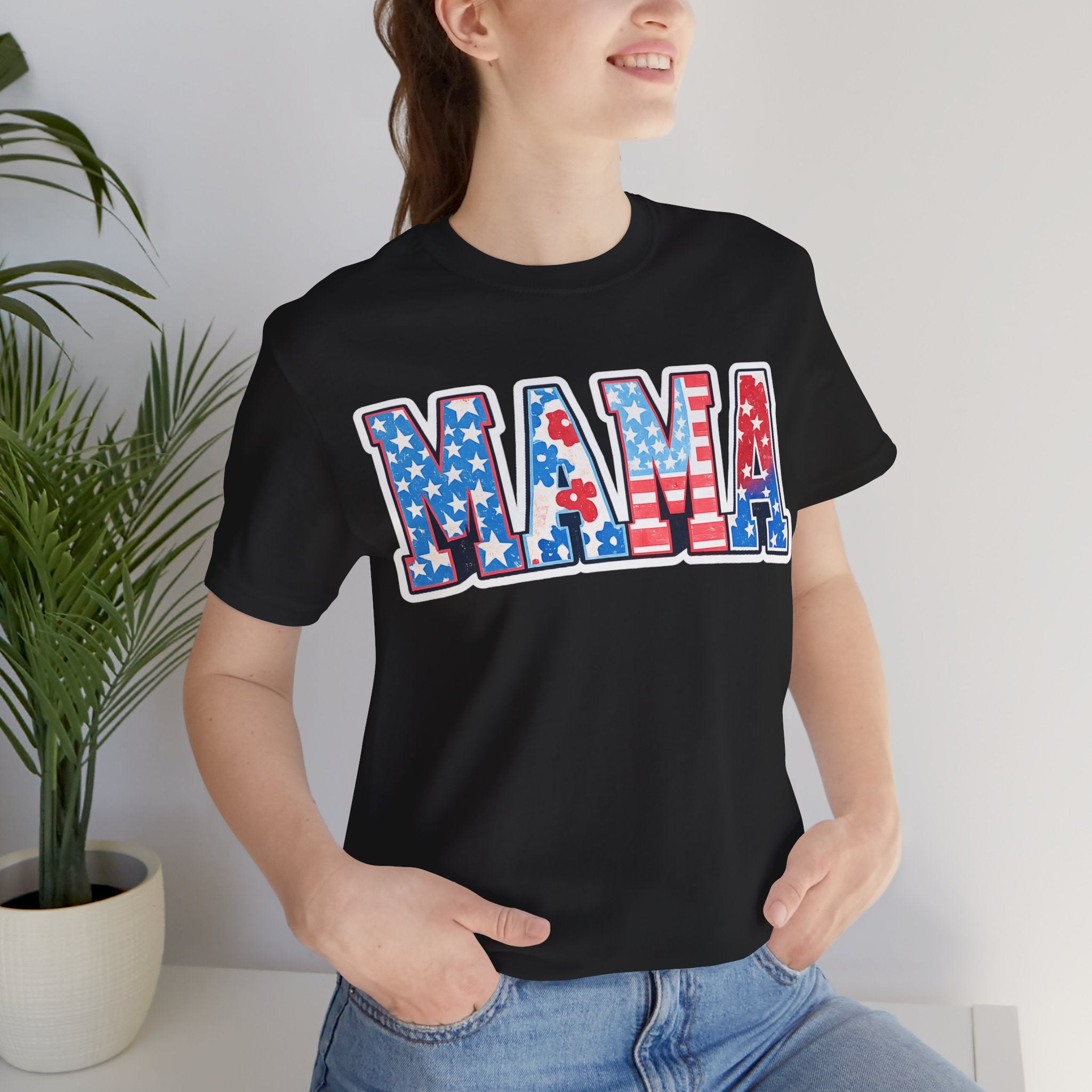 Mama Patriotic T-Shirt – Red White & Blue Stars Tee for Mother's Day and 4th of July