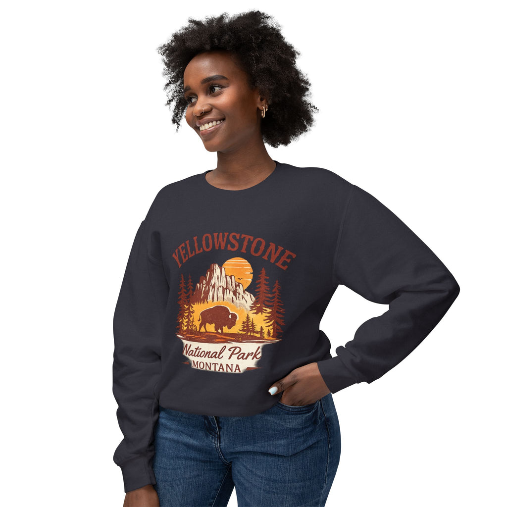 Yellowstone National Park Crewneck Sweatshirt — Montana Buffalo Scenic Vintage Tee