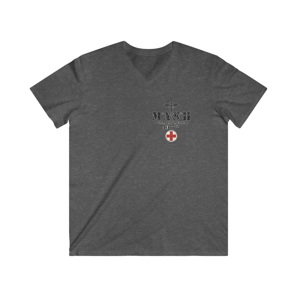 MASH 4077th U.S. Army Medic V-Neck T-Shirt – Vintage Caduceus & Red Cross Tee