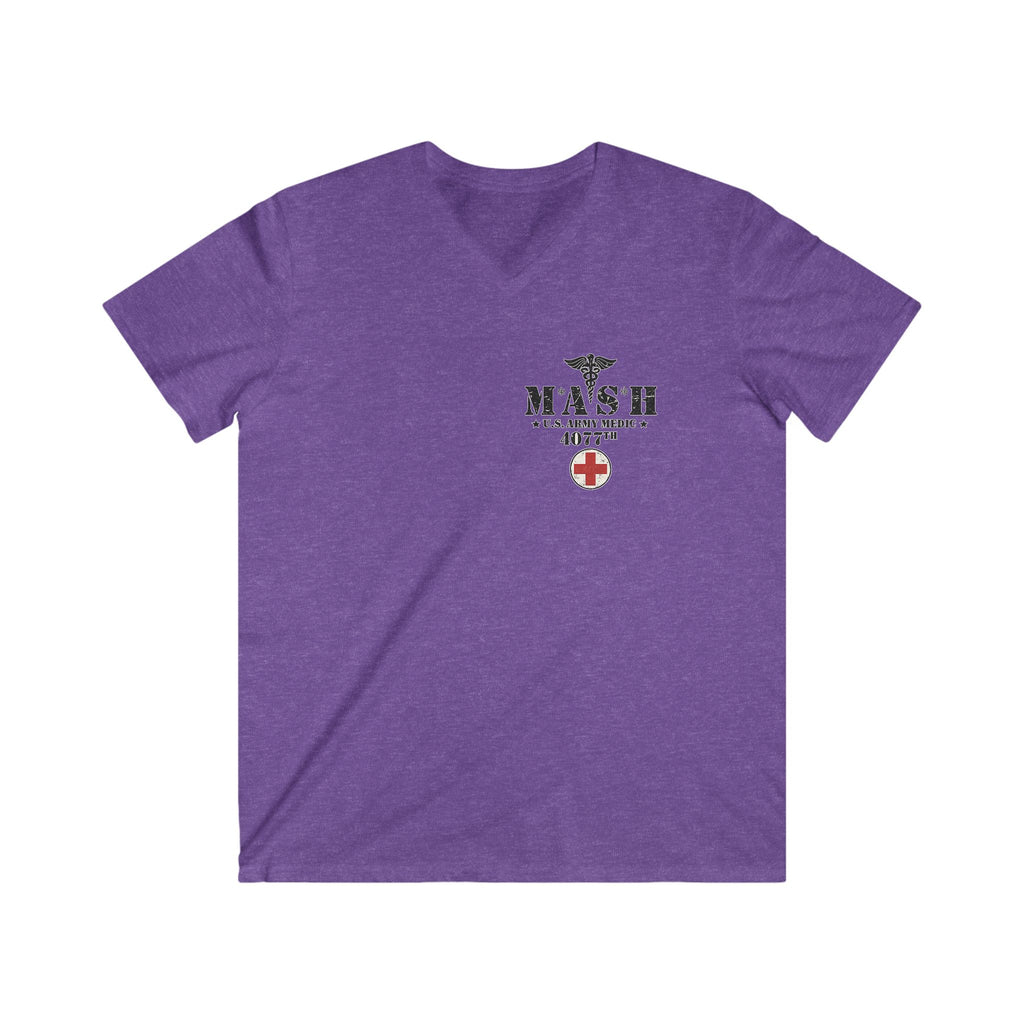 MASH 4077th U.S. Army Medic V-Neck T-Shirt – Vintage Caduceus & Red Cross Tee