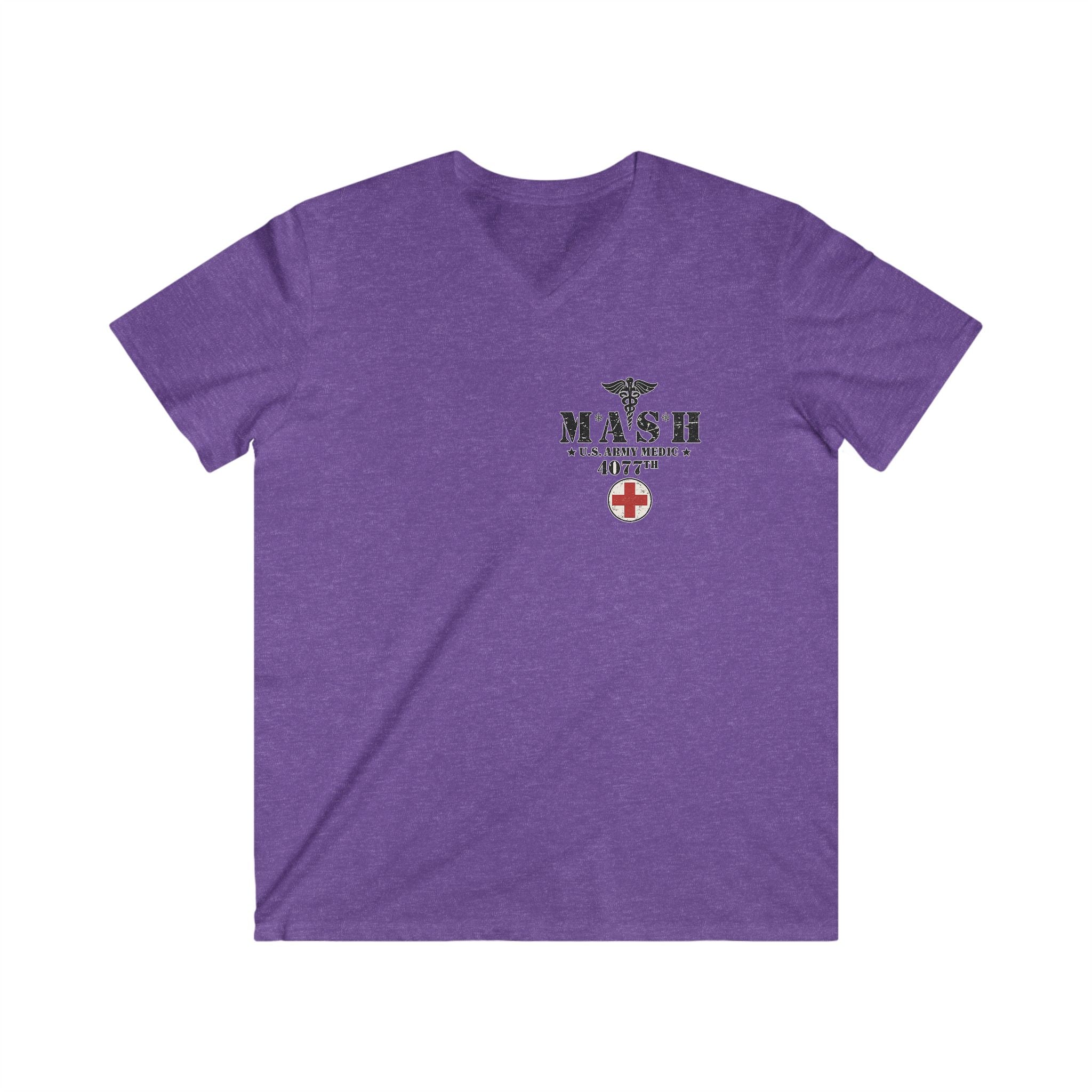 MASH 4077th U.S. Army Medic V-Neck T-Shirt – Vintage Caduceus & Red Cross Tee