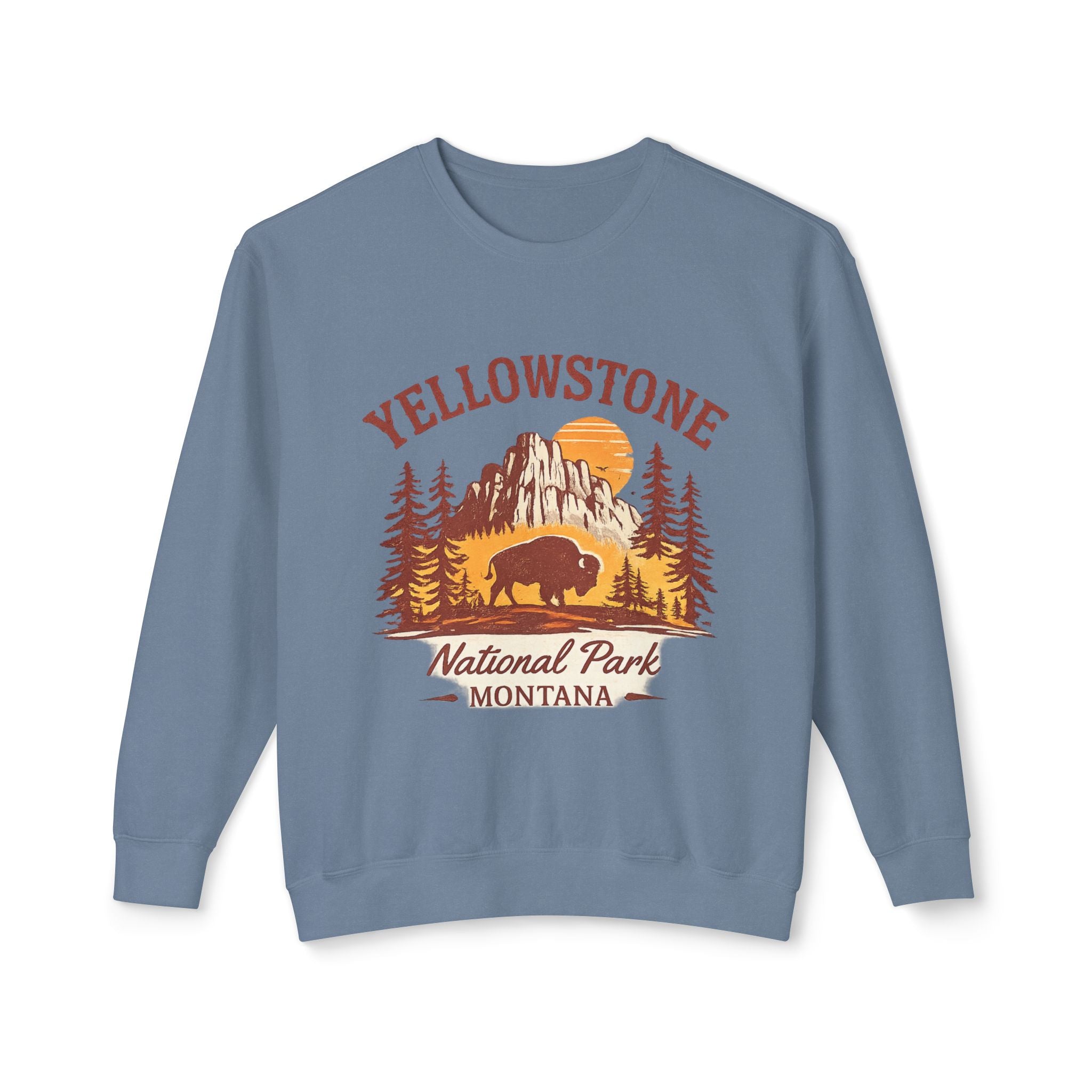 Yellowstone National Park Crewneck Sweatshirt — Montana Buffalo Scenic Vintage Tee