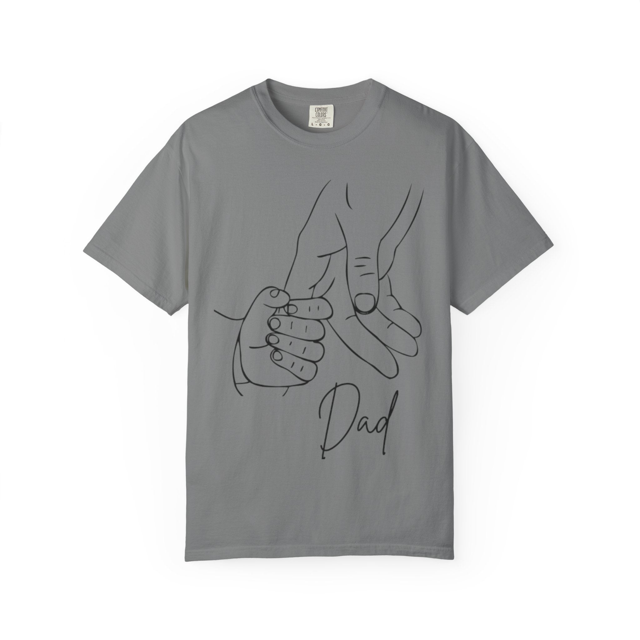 Dad Holding Baby Hand T-Shirt — Minimal Line Art Fatherhood Tee