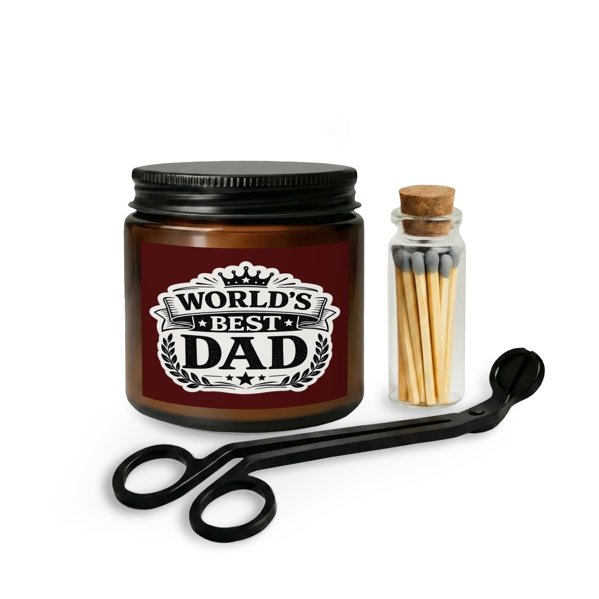 World's Best Dad Candle Set with Matches & Wick Trimmer — Gift for Father’s Day