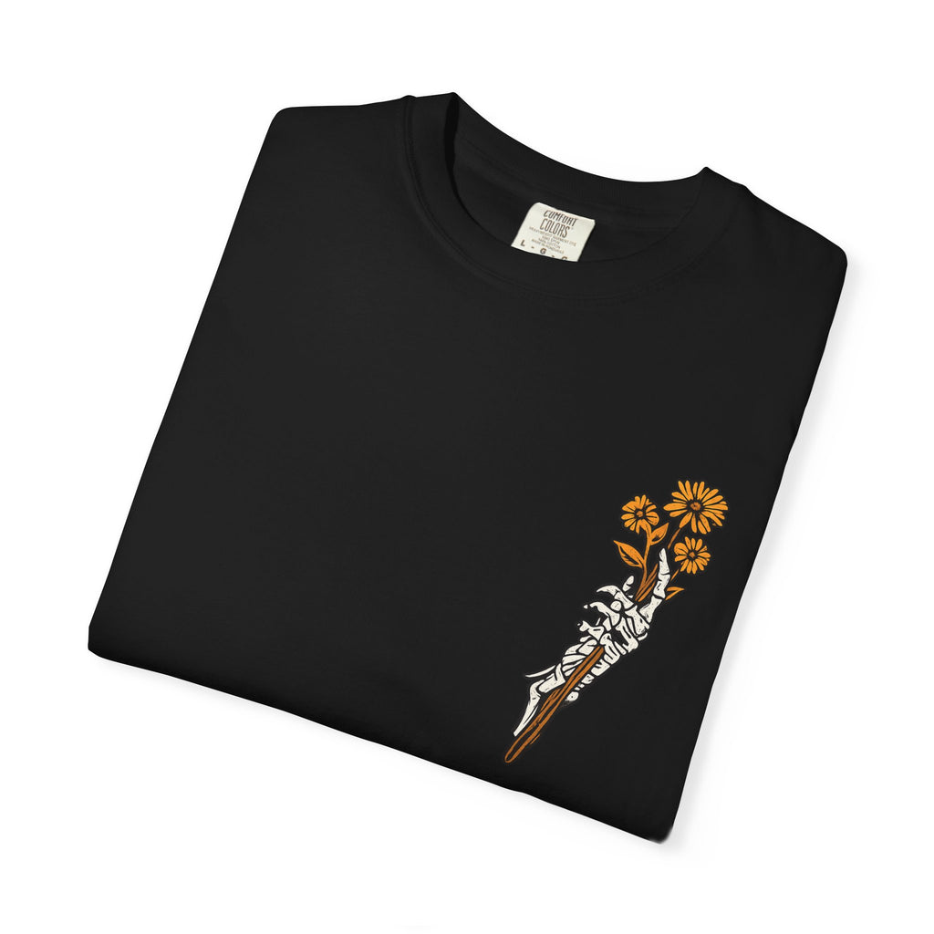 T-Shirt — "Find Someone Who Grows Flowers in the Darkest Parts of You" Floral Ribcage Graphic
