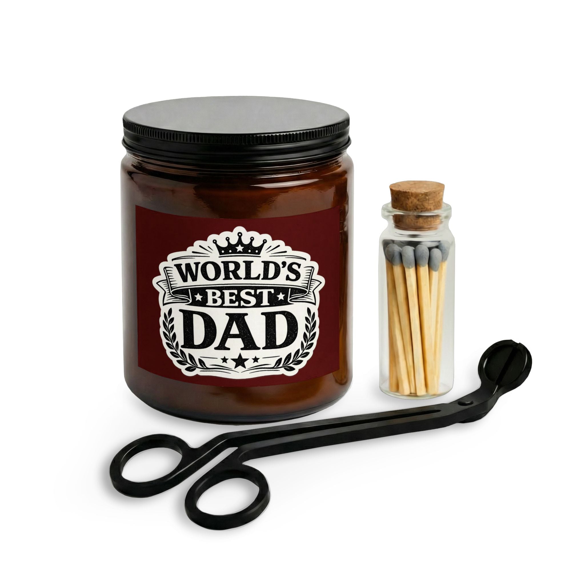 World's Best Dad Candle Set with Matches & Wick Trimmer — Gift for Father’s Day