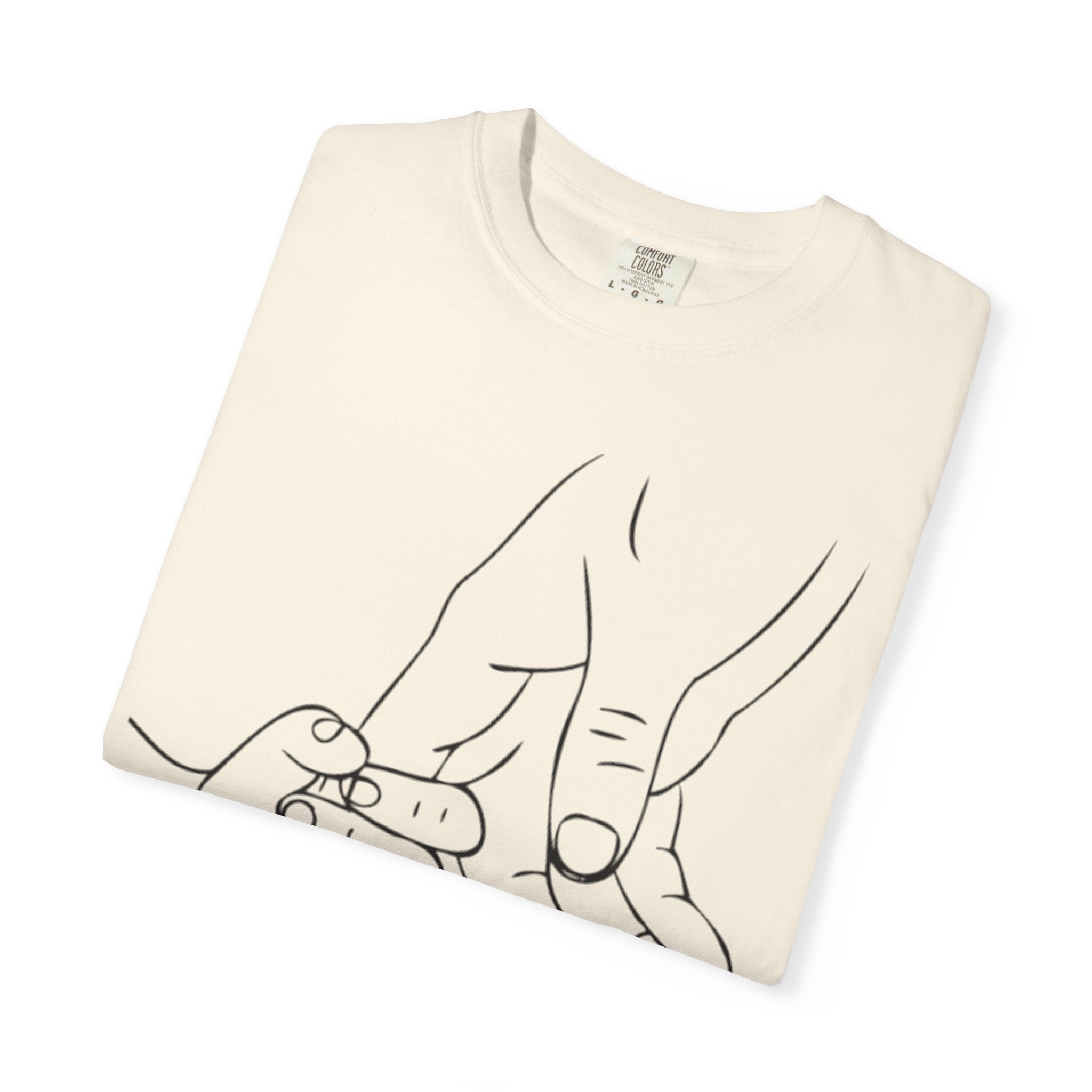 Dad Holding Baby Hand T-Shirt — Minimal Line Art Fatherhood Tee