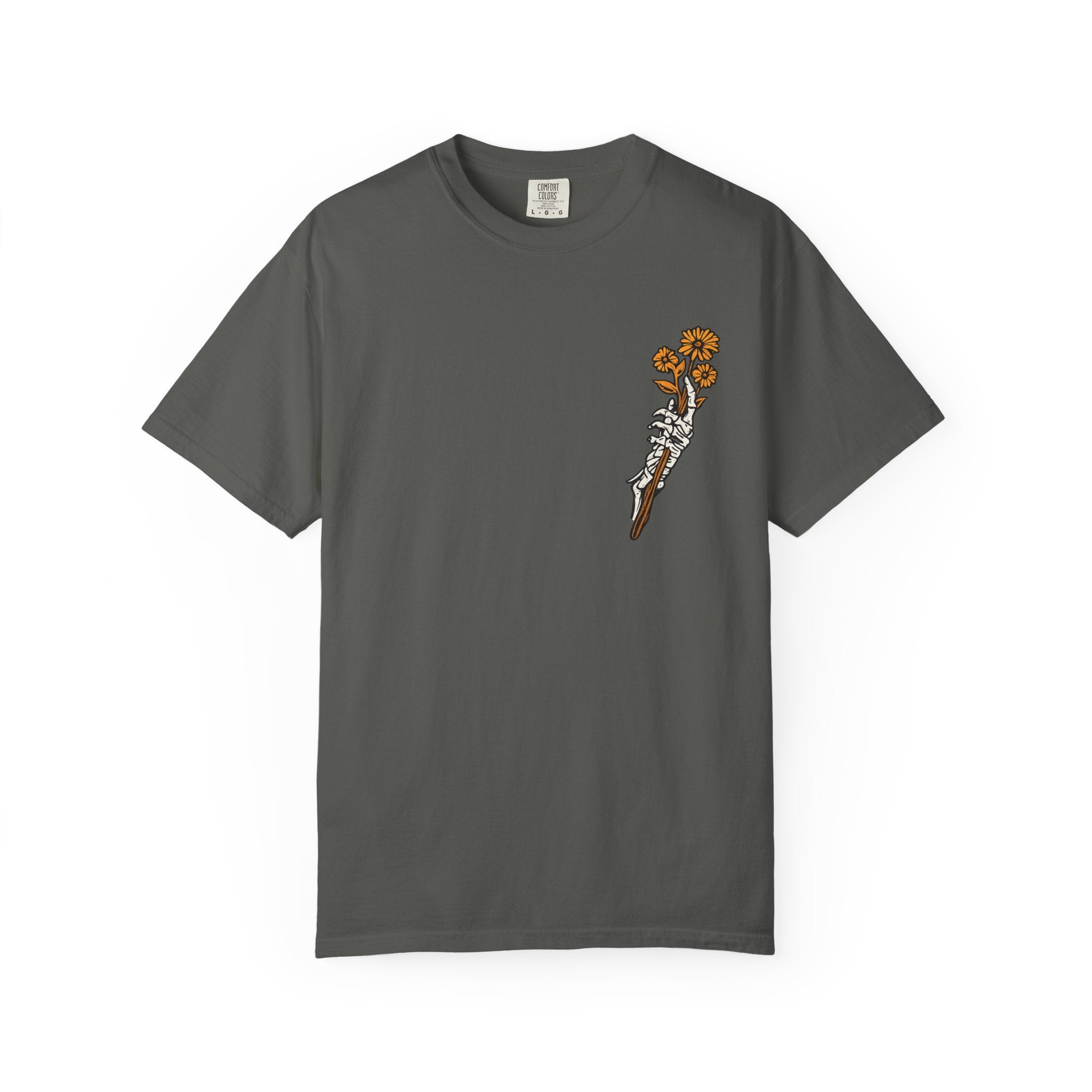 T-Shirt — "Find Someone Who Grows Flowers in the Darkest Parts of You" Floral Ribcage Graphic