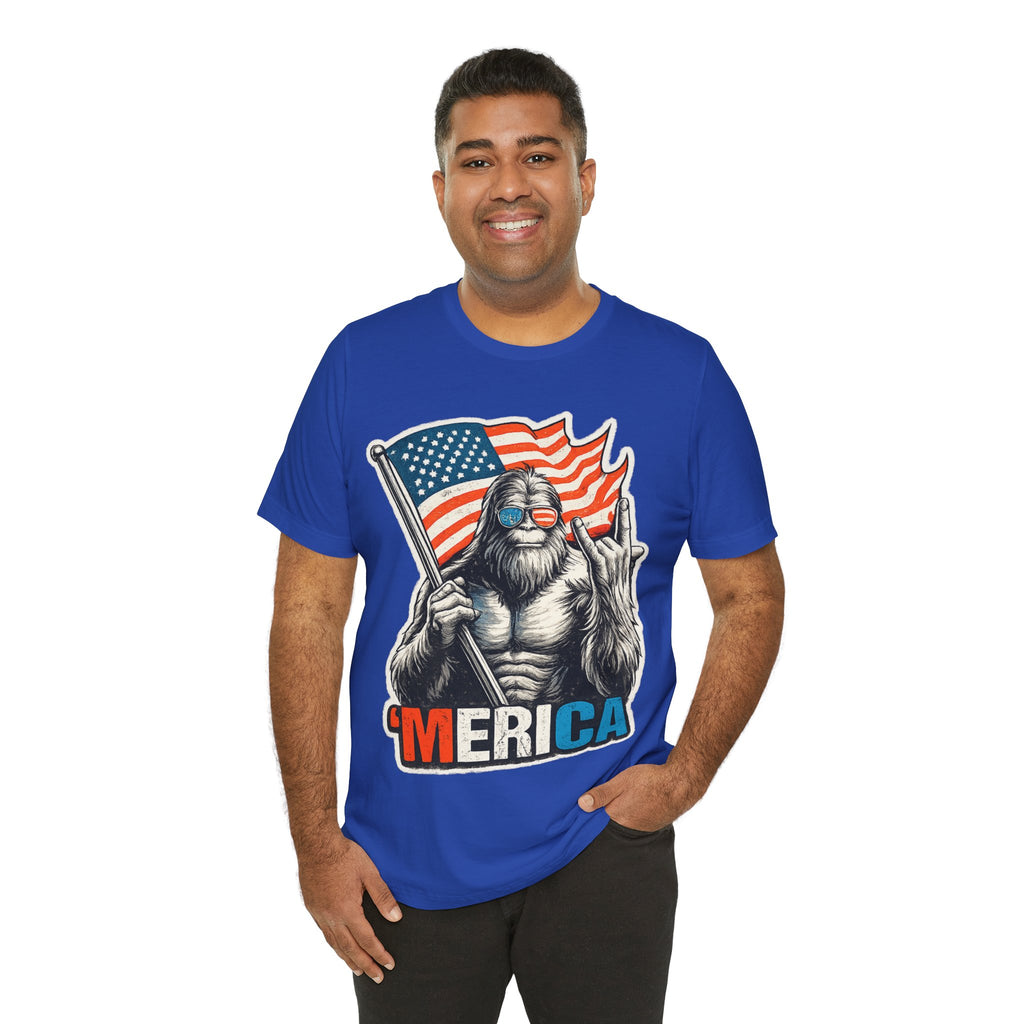 'Merica Bigfoot Flag T-Shirt — Patriotic 4th of July Graphic Tee