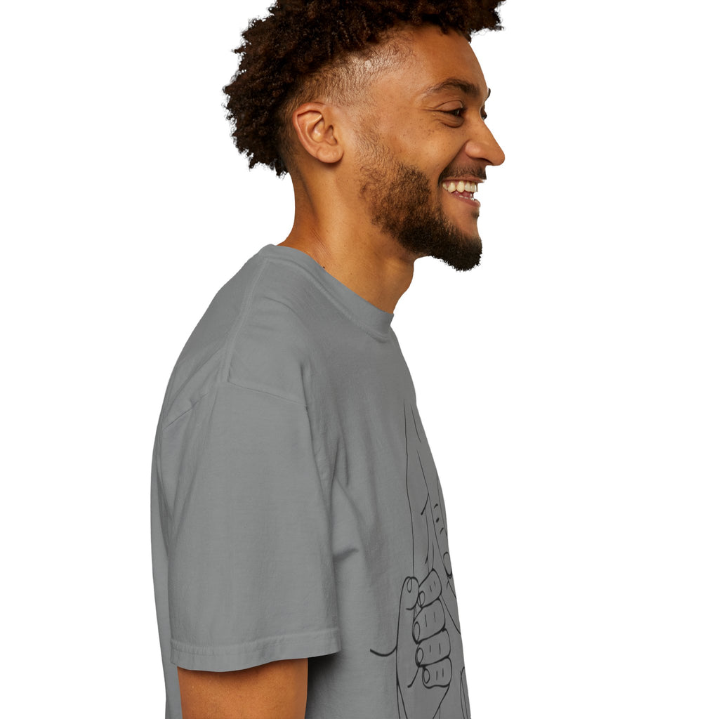 Dad Holding Baby Hand T-Shirt — Minimal Line Art Fatherhood Tee