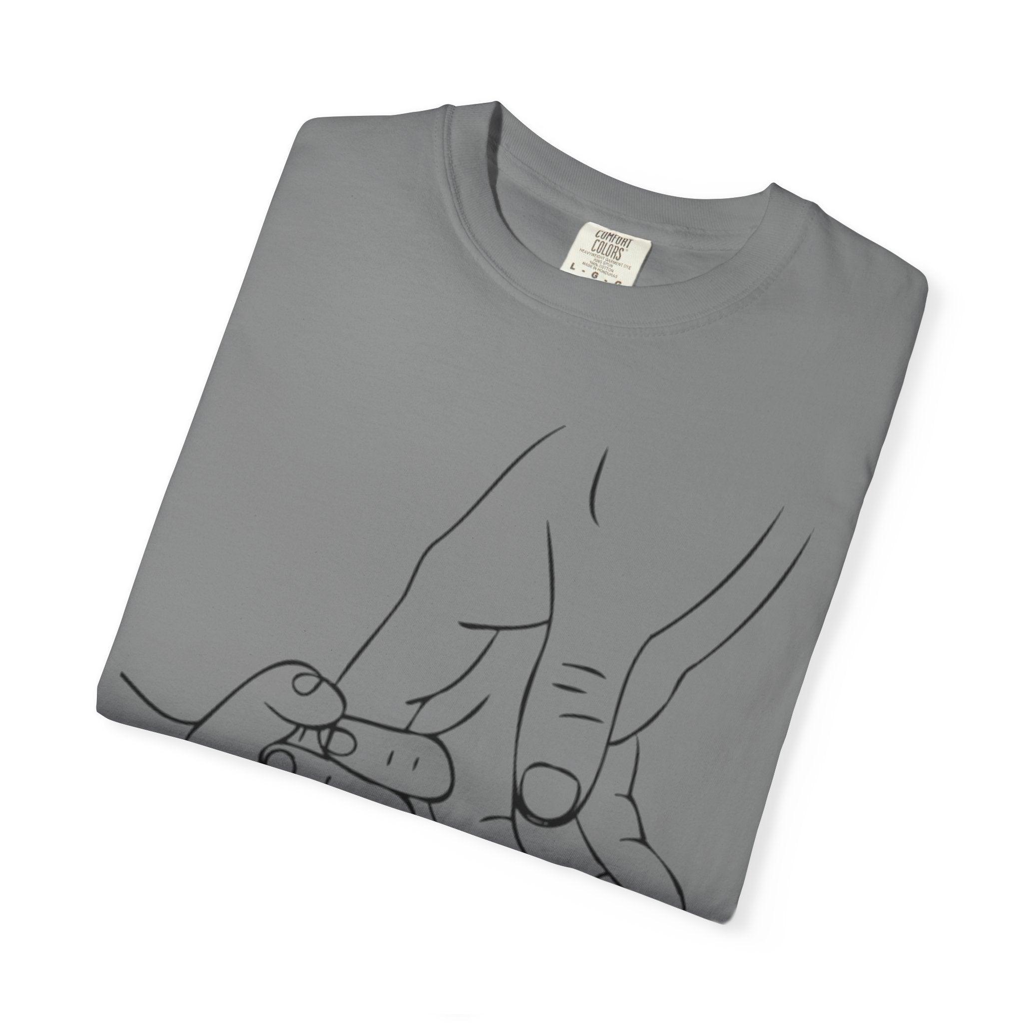 Dad Holding Baby Hand T-Shirt — Minimal Line Art Fatherhood Tee
