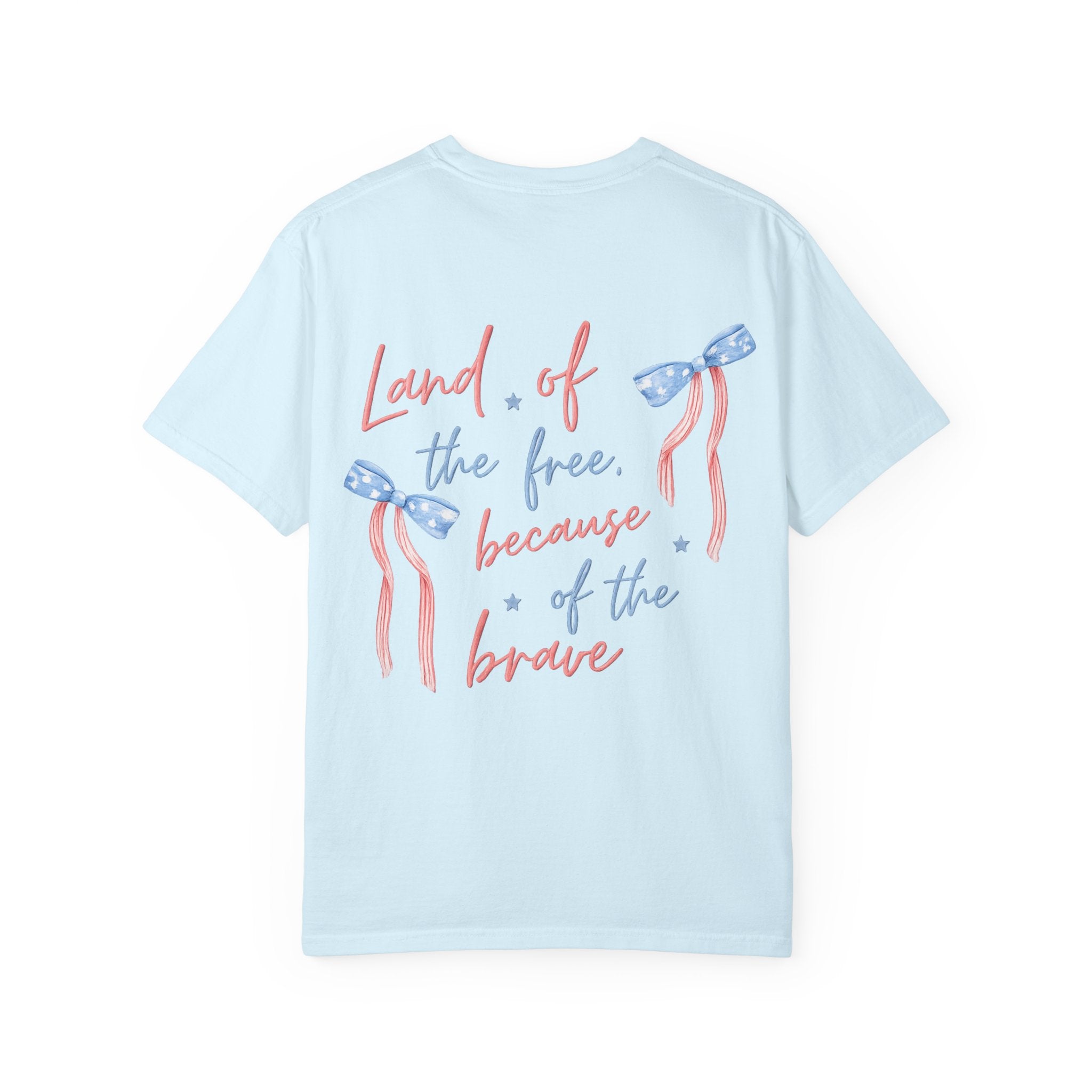 Patriotic Bow T-Shirt — “Land of the Free, Because of the Brave” Graphic Tee