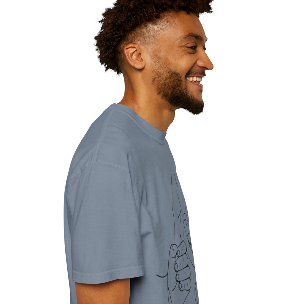 Dad Holding Baby Hand T-Shirt — Minimal Line Art Fatherhood Tee