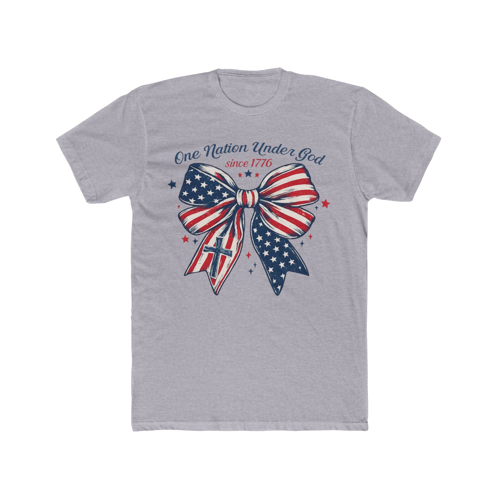 Patriotic Bow Tee – "One Nation Under God" American Flag T-Shirt