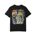 Good Energy Is Contagious T-Shirt — Floral Skeleton Back Graphic