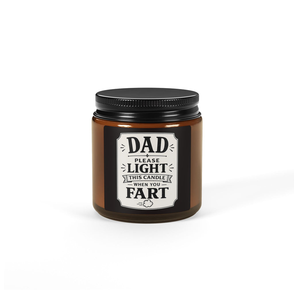 Dad 'Please Light This Candle When You Fart' Soy Candle — Amber Jar, Funny Gag Gift