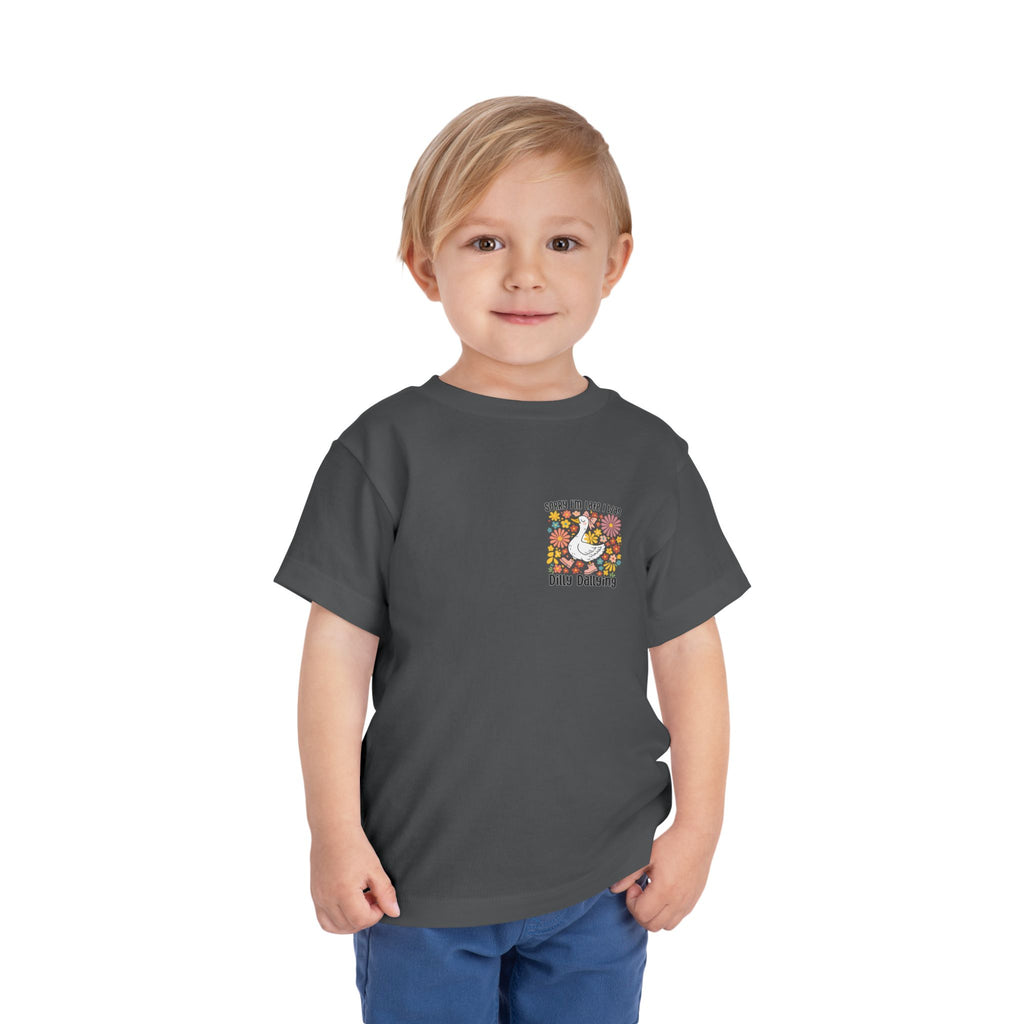 Toddler Tee — “Sorry I’m Late I Was Dilly Dallying” Cute Floral Duck Shirt