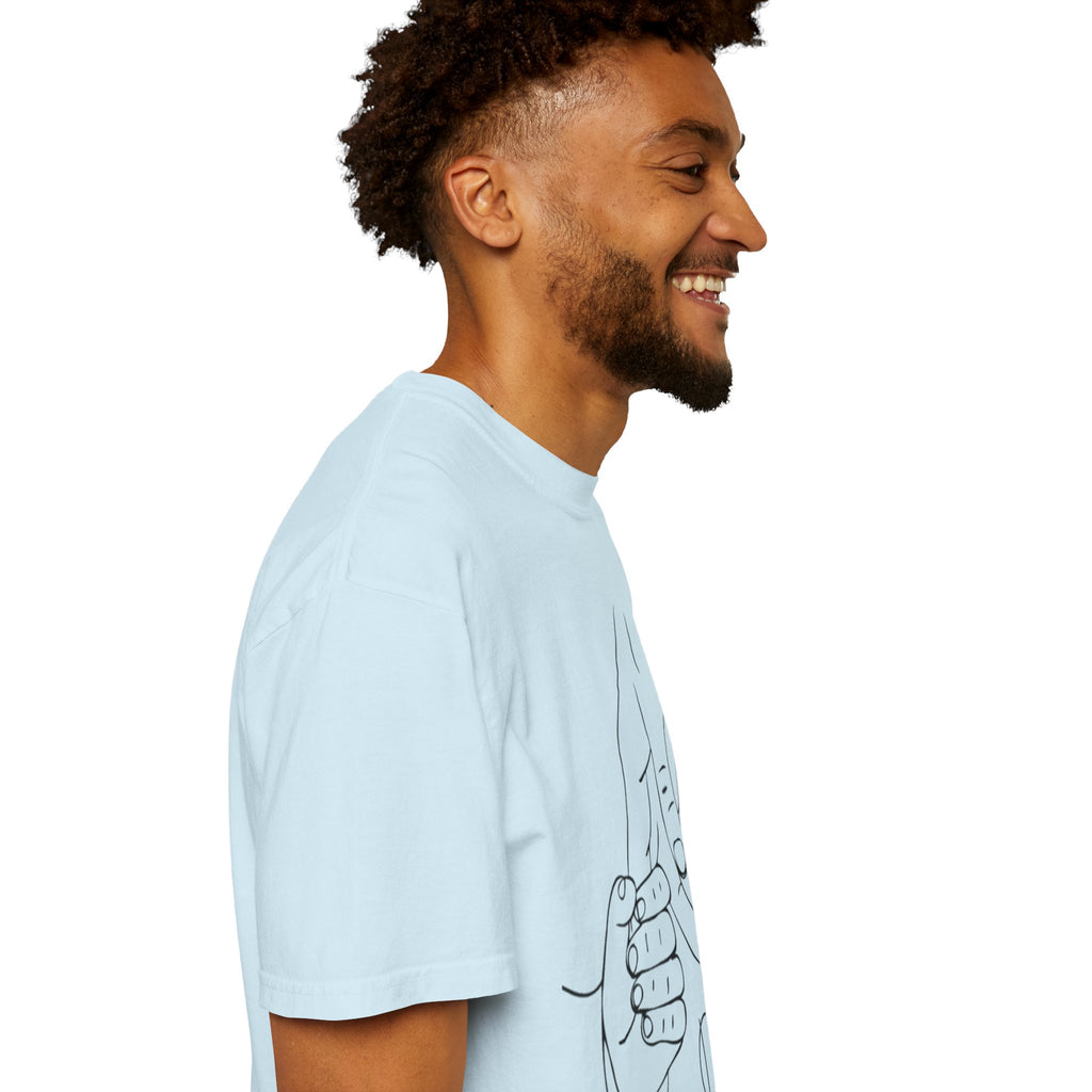 Dad Holding Baby Hand T-Shirt — Minimal Line Art Fatherhood Tee