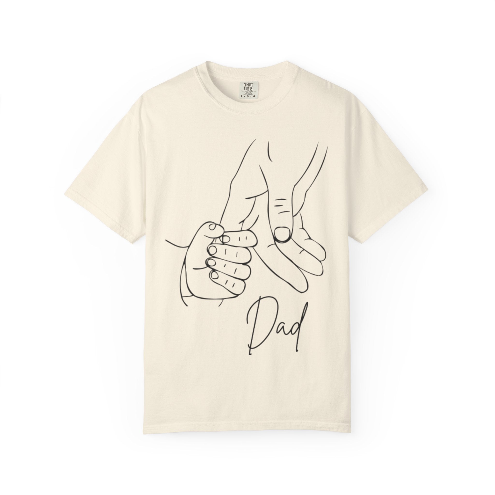 Dad Holding Baby Hand T-Shirt — Minimal Line Art Fatherhood Tee