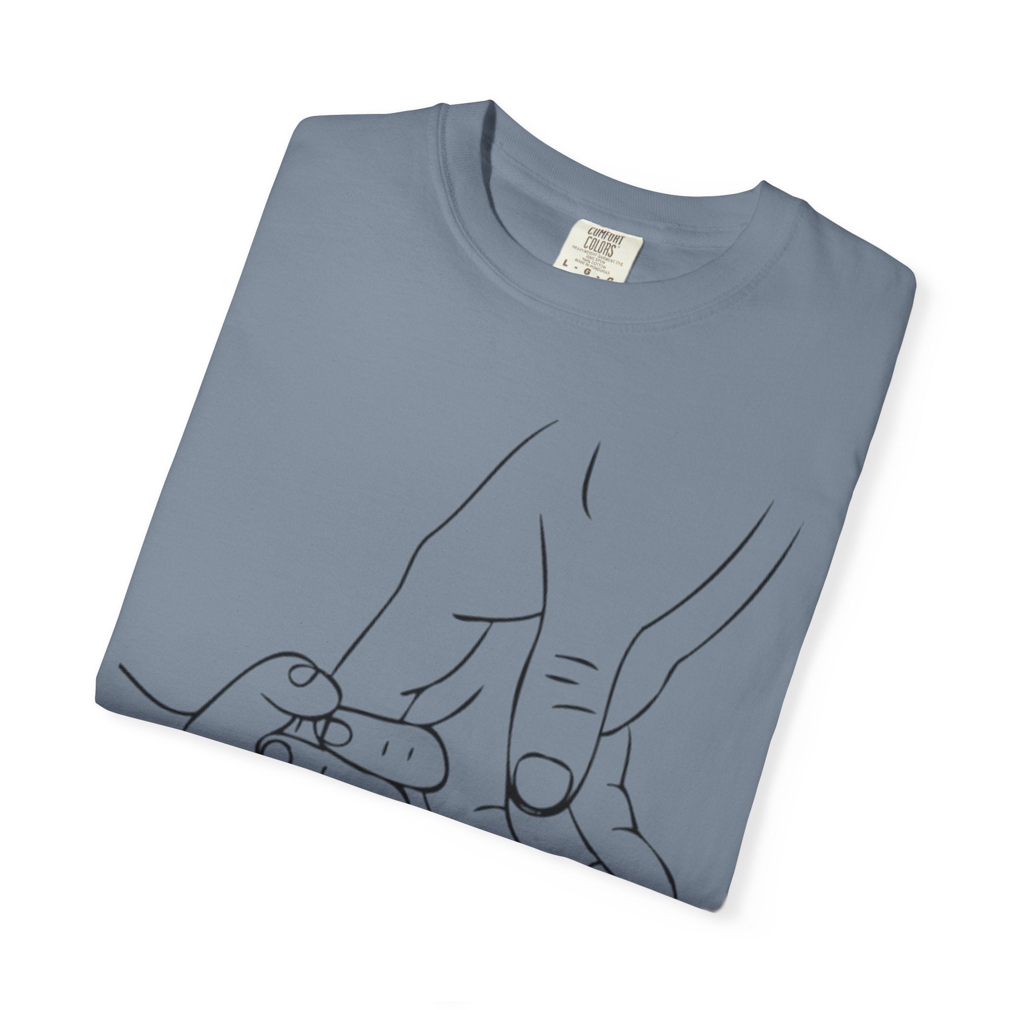 Dad Holding Baby Hand T-Shirt — Minimal Line Art Fatherhood Tee