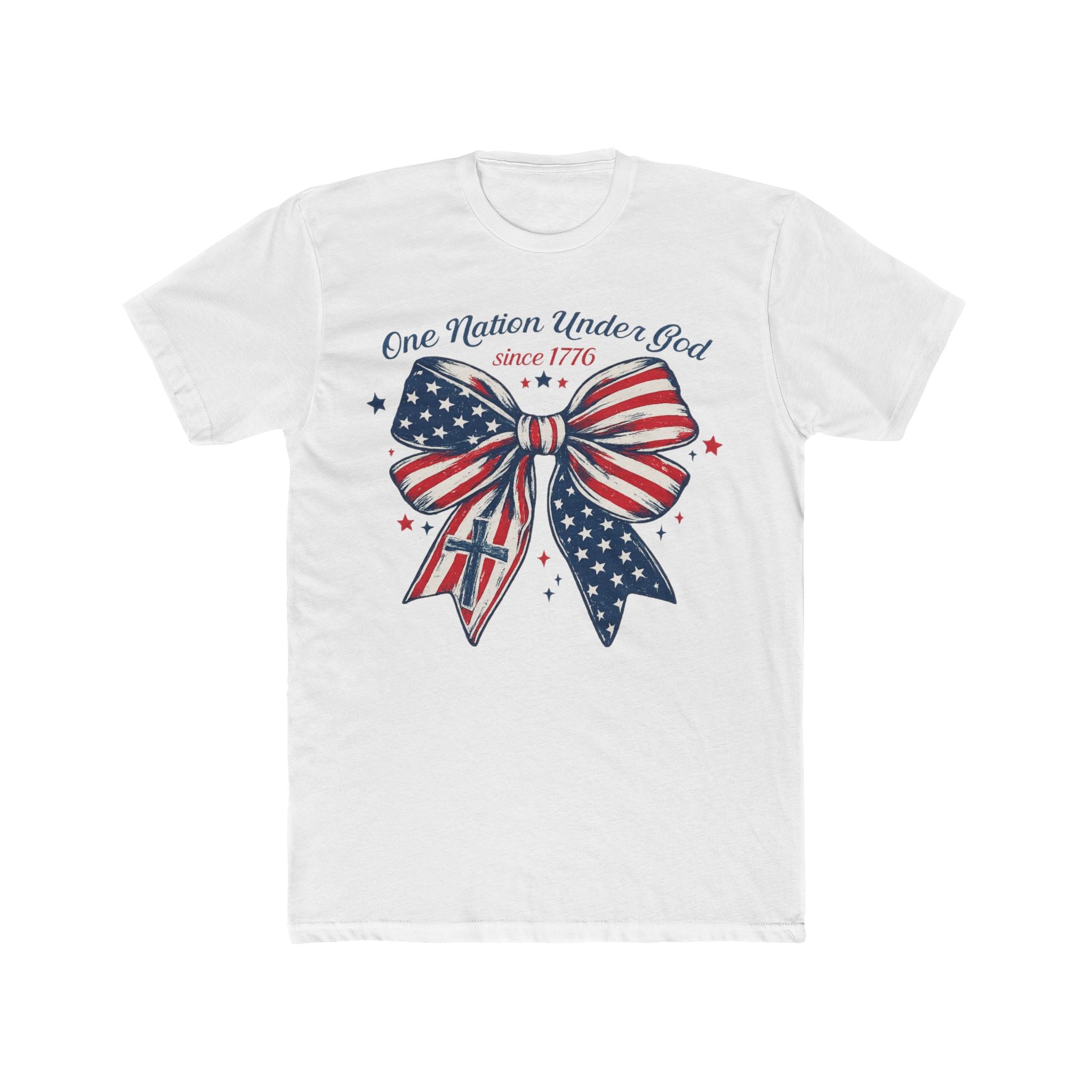 Patriotic Bow Tee – "One Nation Under God" American Flag T-Shirt