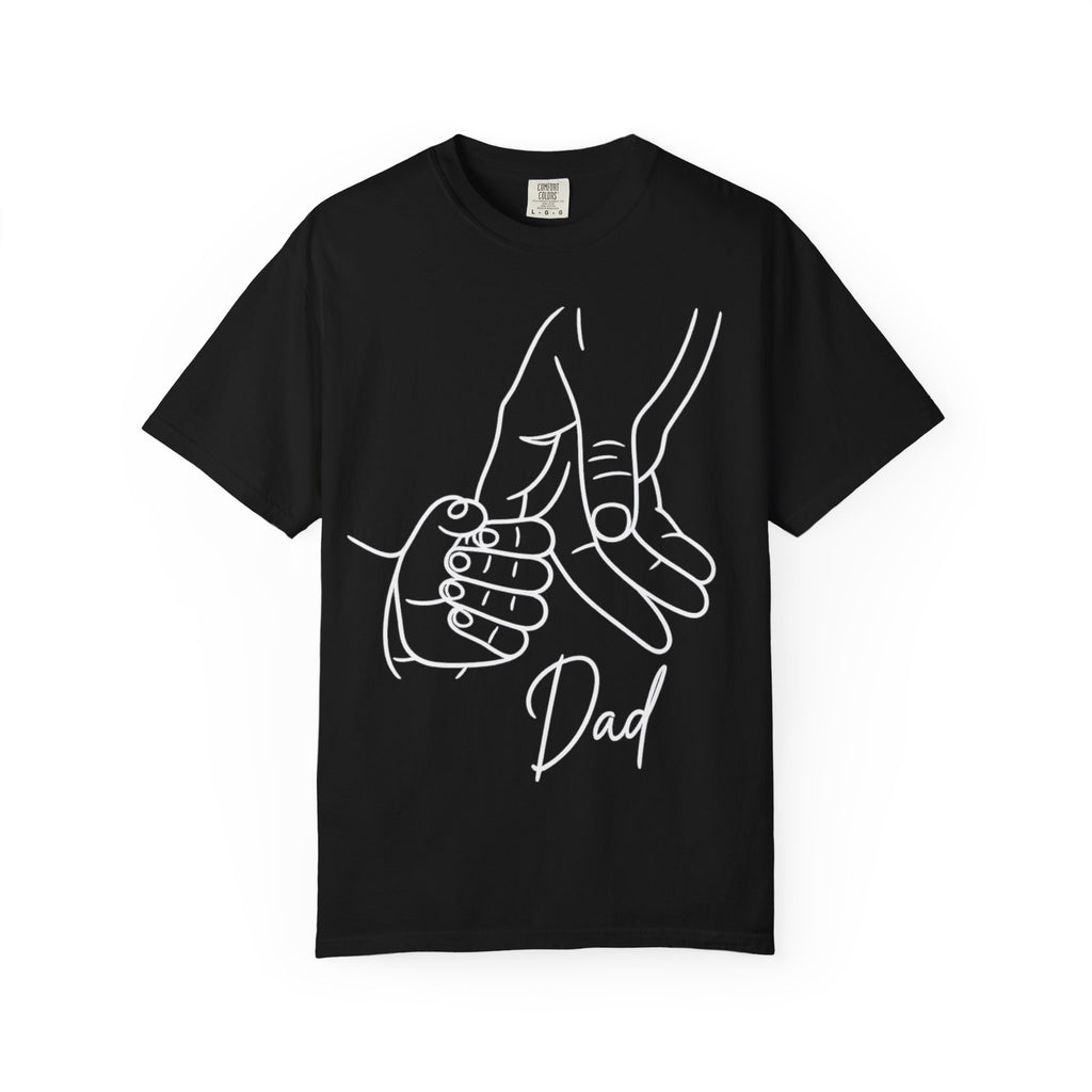 Dad Holding Baby Hand T-Shirt — Minimal Line Art Fatherhood Tee