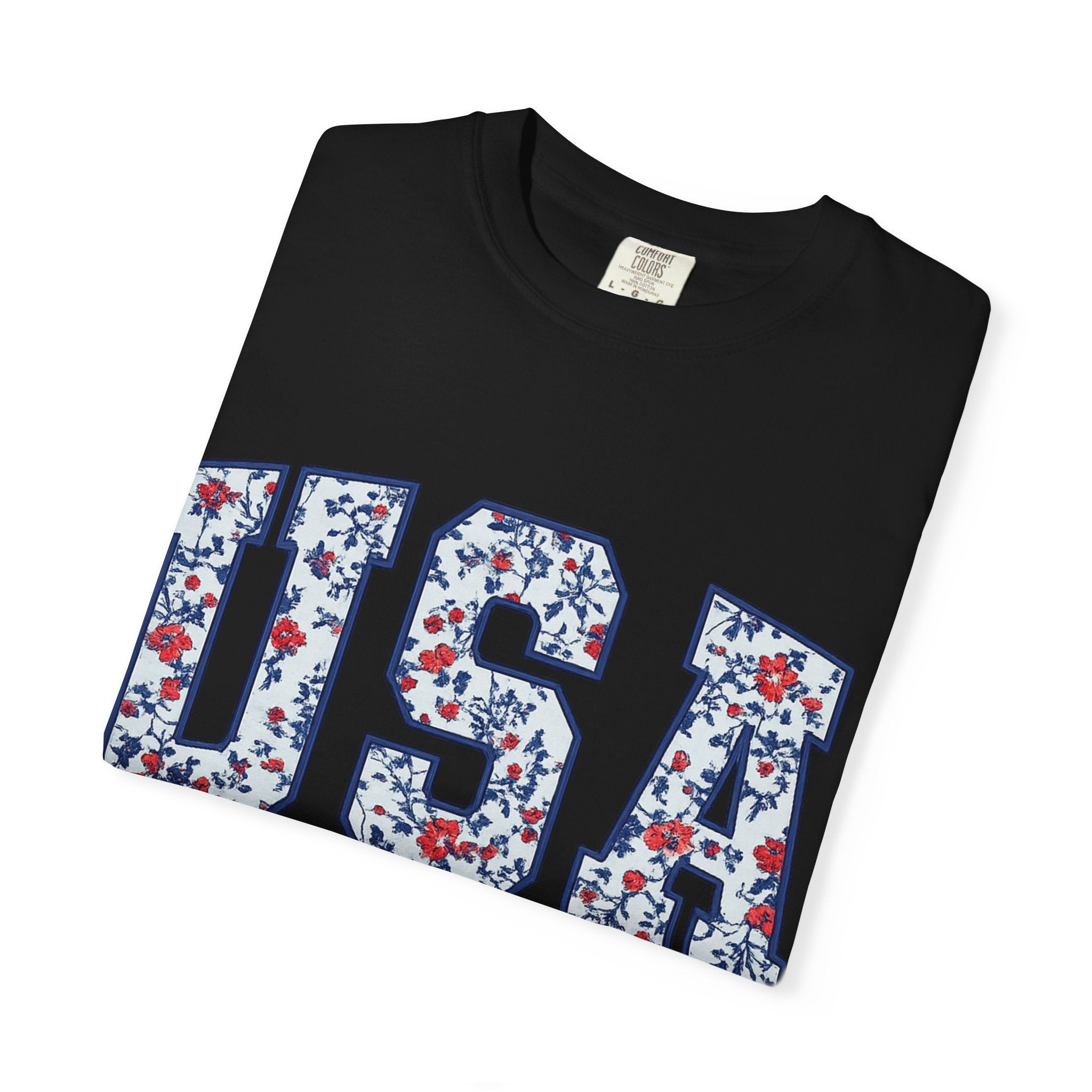 USA Floral Graphic T-Shirt — EST. 1776 Patriotic Tee