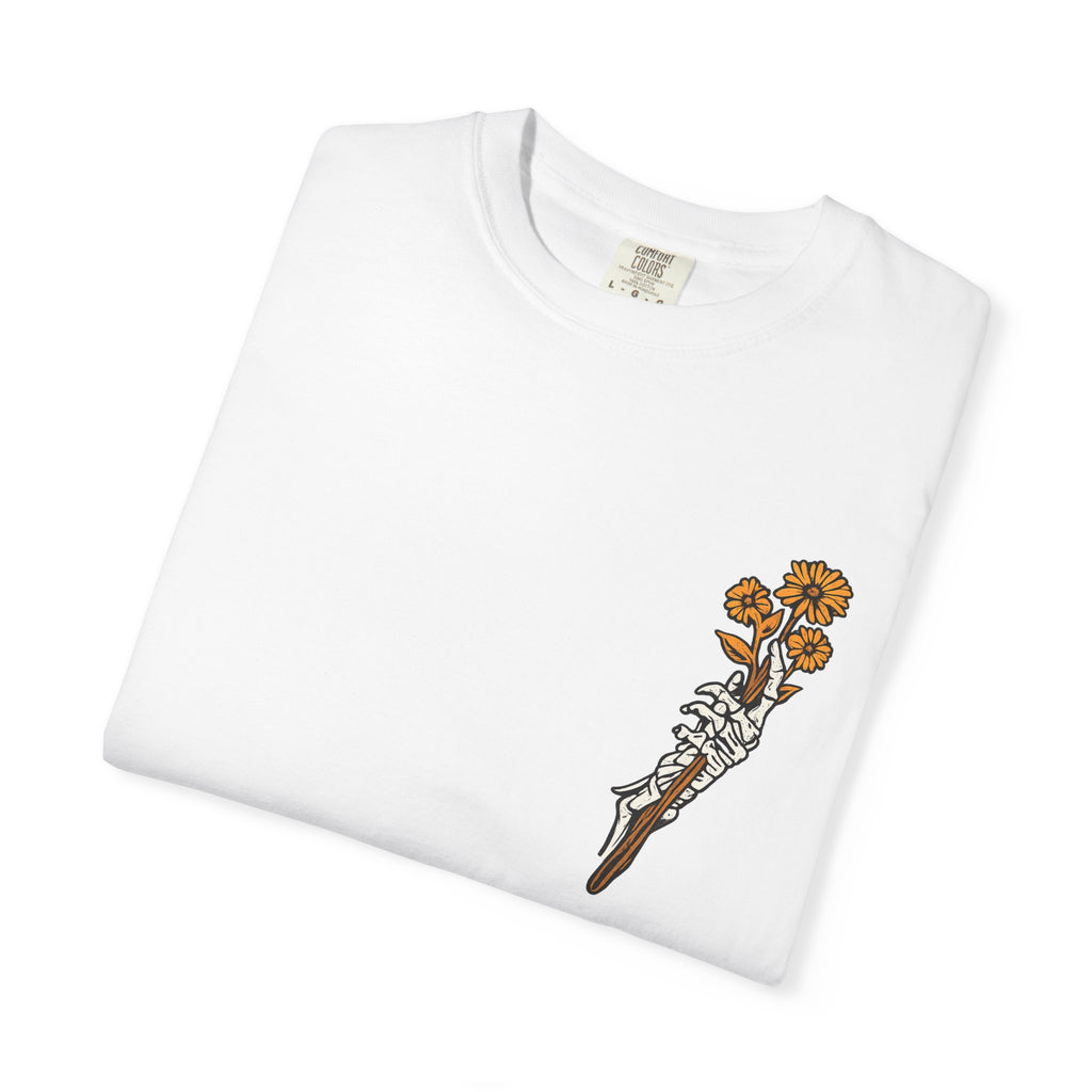 T-Shirt — "Find Someone Who Grows Flowers in the Darkest Parts of You" Floral Ribcage Graphic