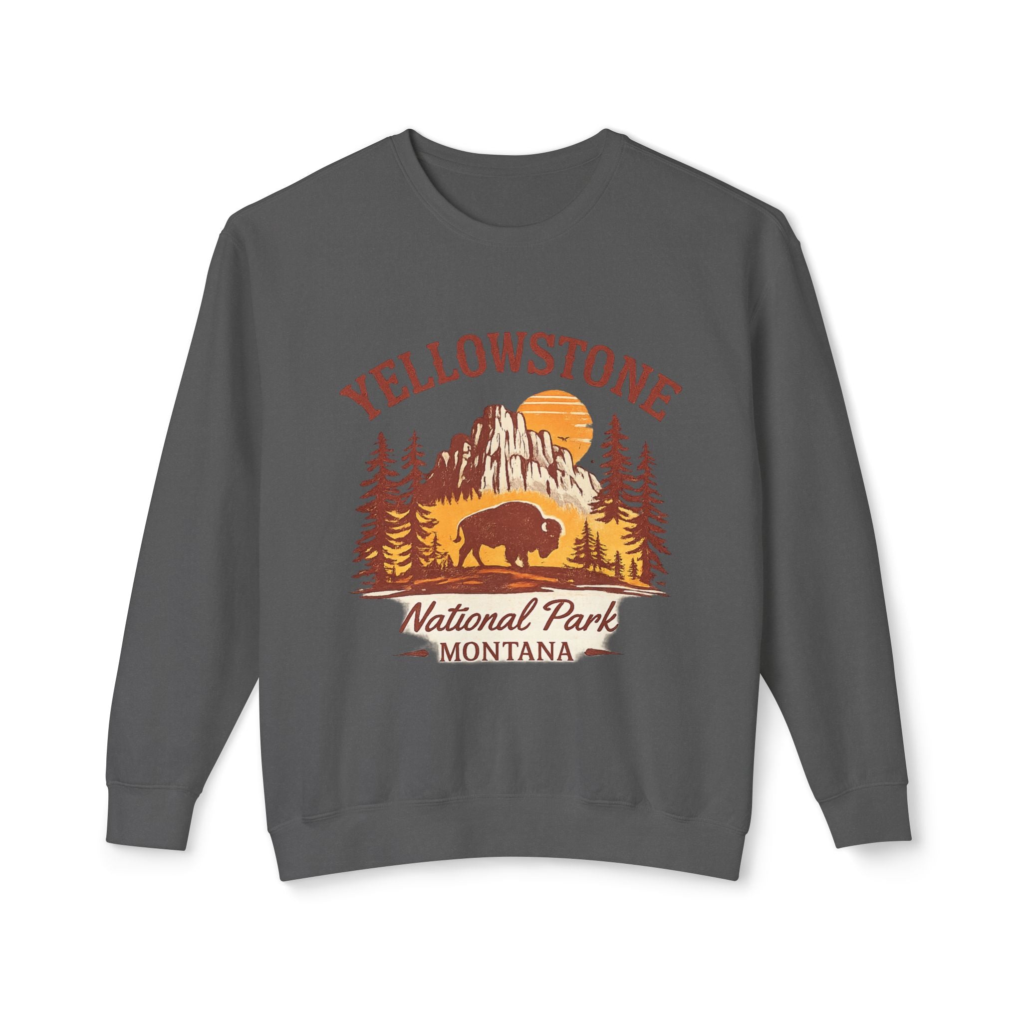 Yellowstone National Park Crewneck Sweatshirt — Montana Buffalo Scenic Vintage Tee