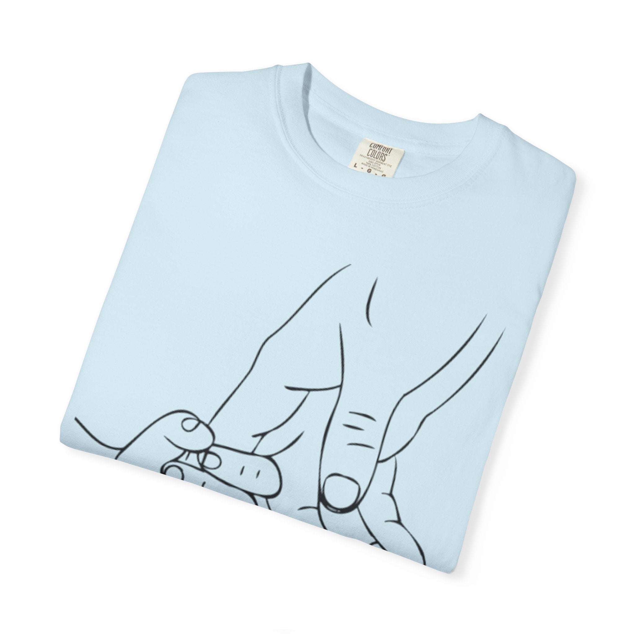 Dad Holding Baby Hand T-Shirt — Minimal Line Art Fatherhood Tee