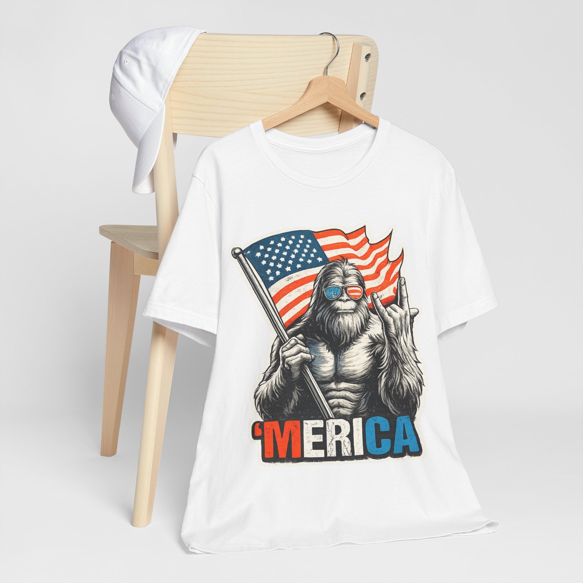 'Merica Bigfoot Flag T-Shirt — Patriotic 4th of July Graphic Tee
