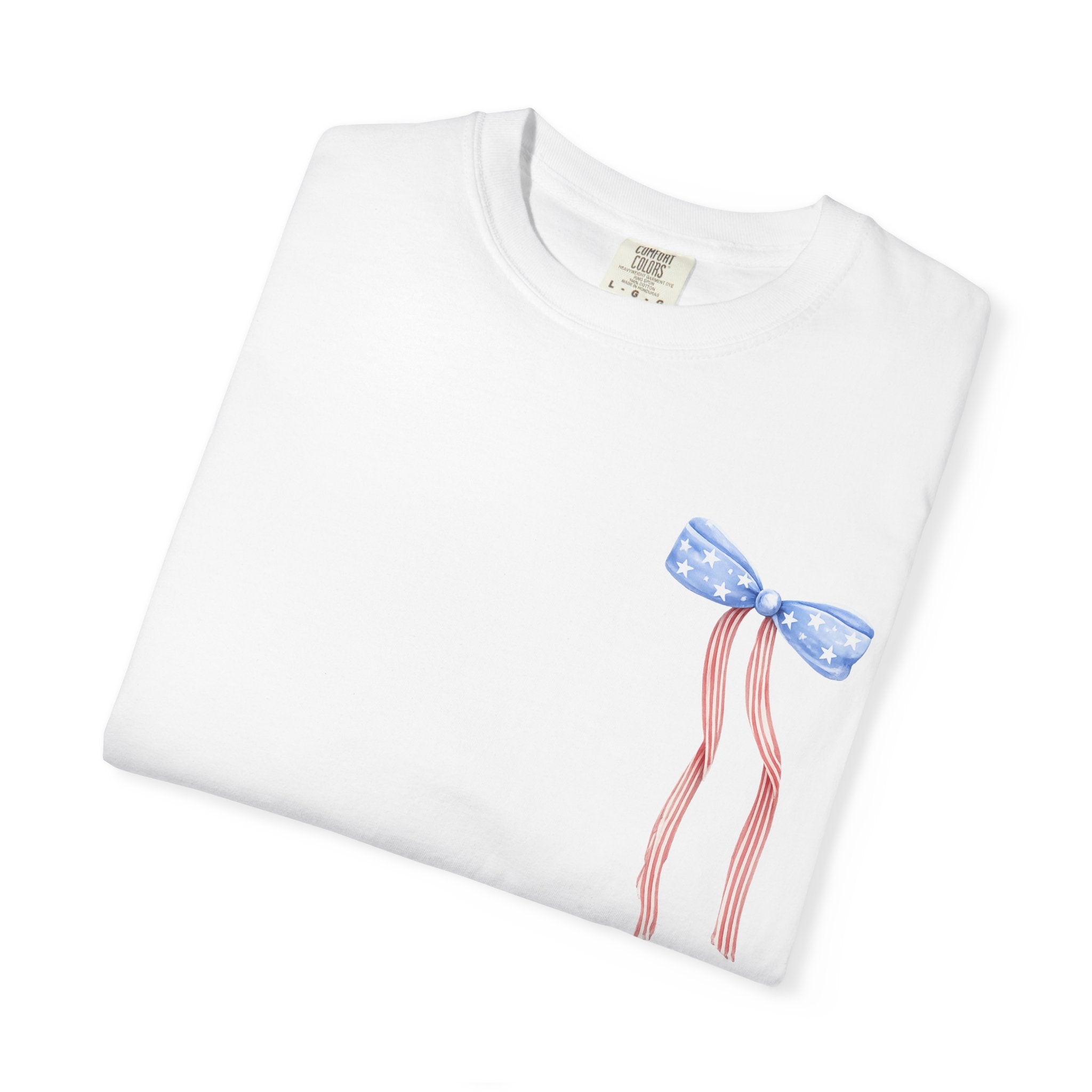 Patriotic Bow T-Shirt — “Land of the Free, Because of the Brave” Graphic Tee
