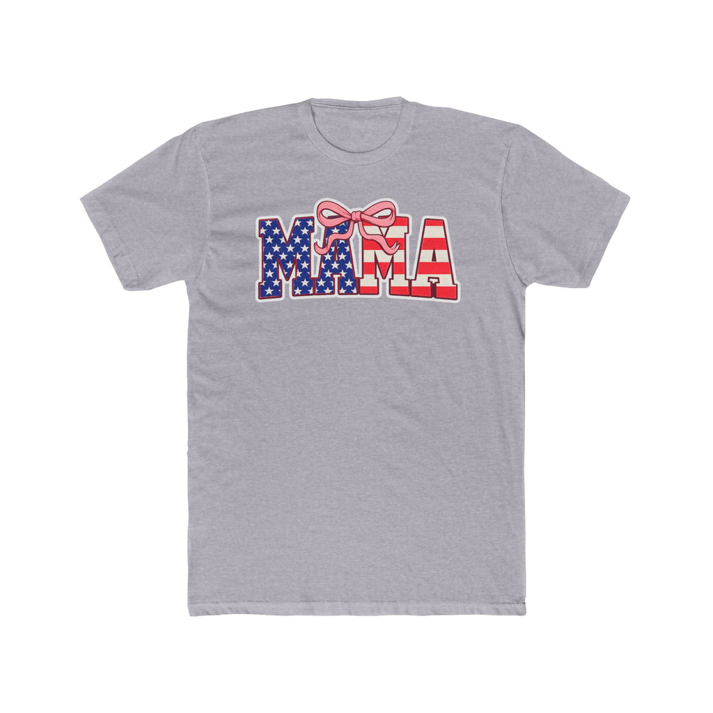 Mama American Flag Tee — Patriotic MAMA T-Shirt with Bow