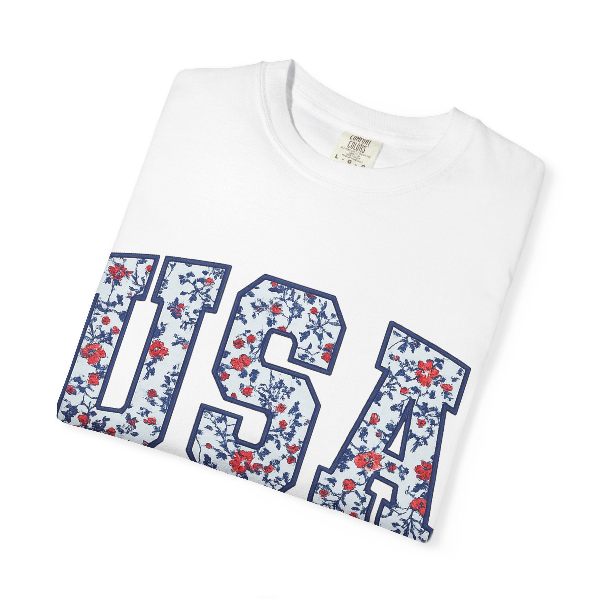 USA Floral Graphic T-Shirt — EST. 1776 Patriotic Tee