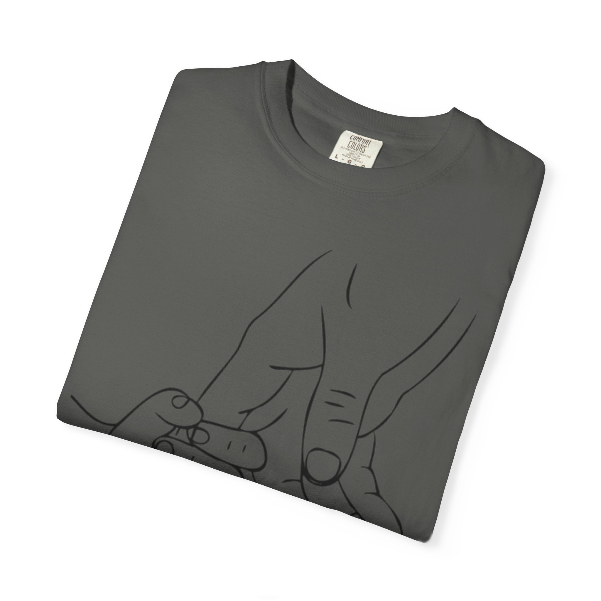 Dad Holding Baby Hand T-Shirt — Minimal Line Art Fatherhood Tee