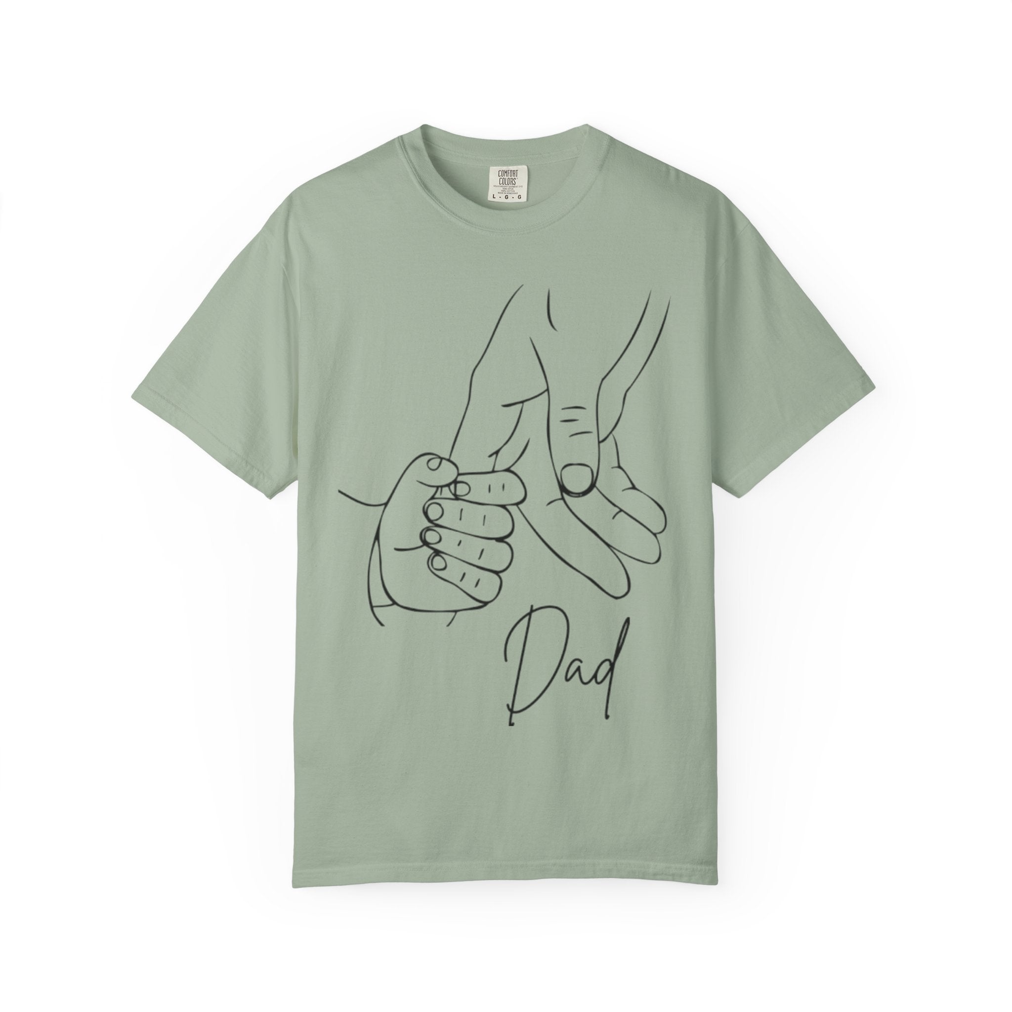 Dad Holding Baby Hand T-Shirt — Minimal Line Art Fatherhood Tee