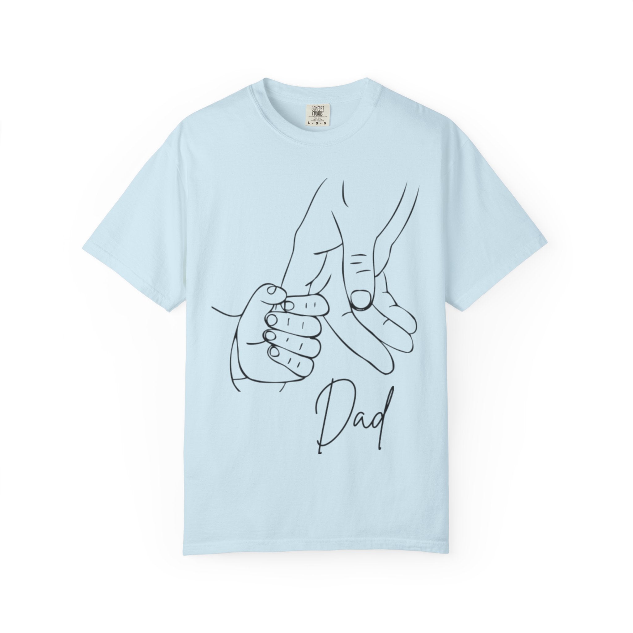 Dad Holding Baby Hand T-Shirt — Minimal Line Art Fatherhood Tee