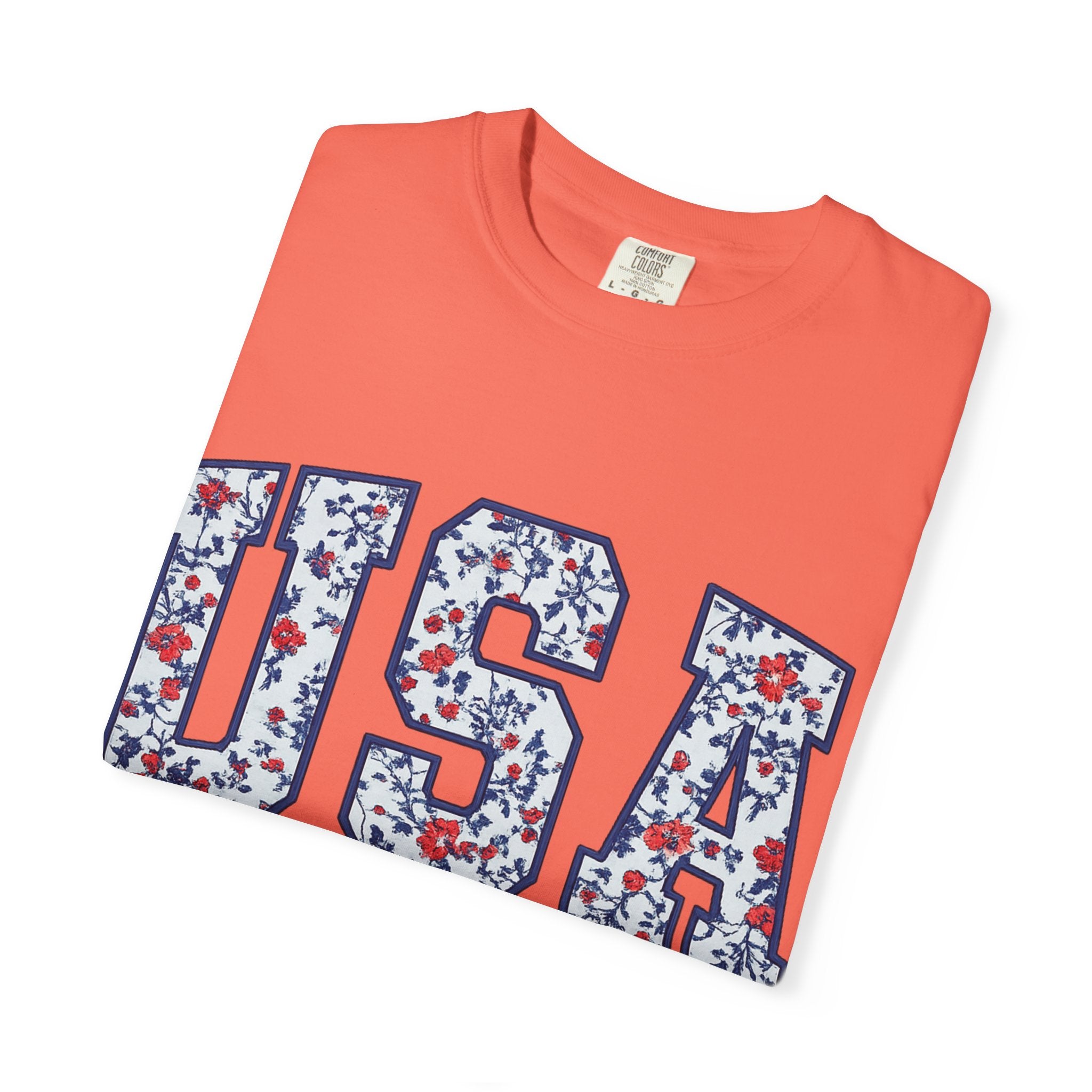 USA Floral Graphic T-Shirt — EST. 1776 Patriotic Tee