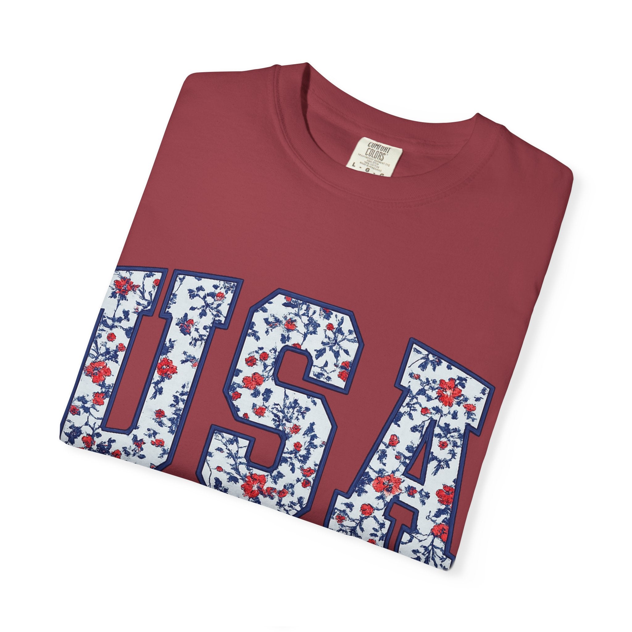 USA Floral Graphic T-Shirt — EST. 1776 Patriotic Tee