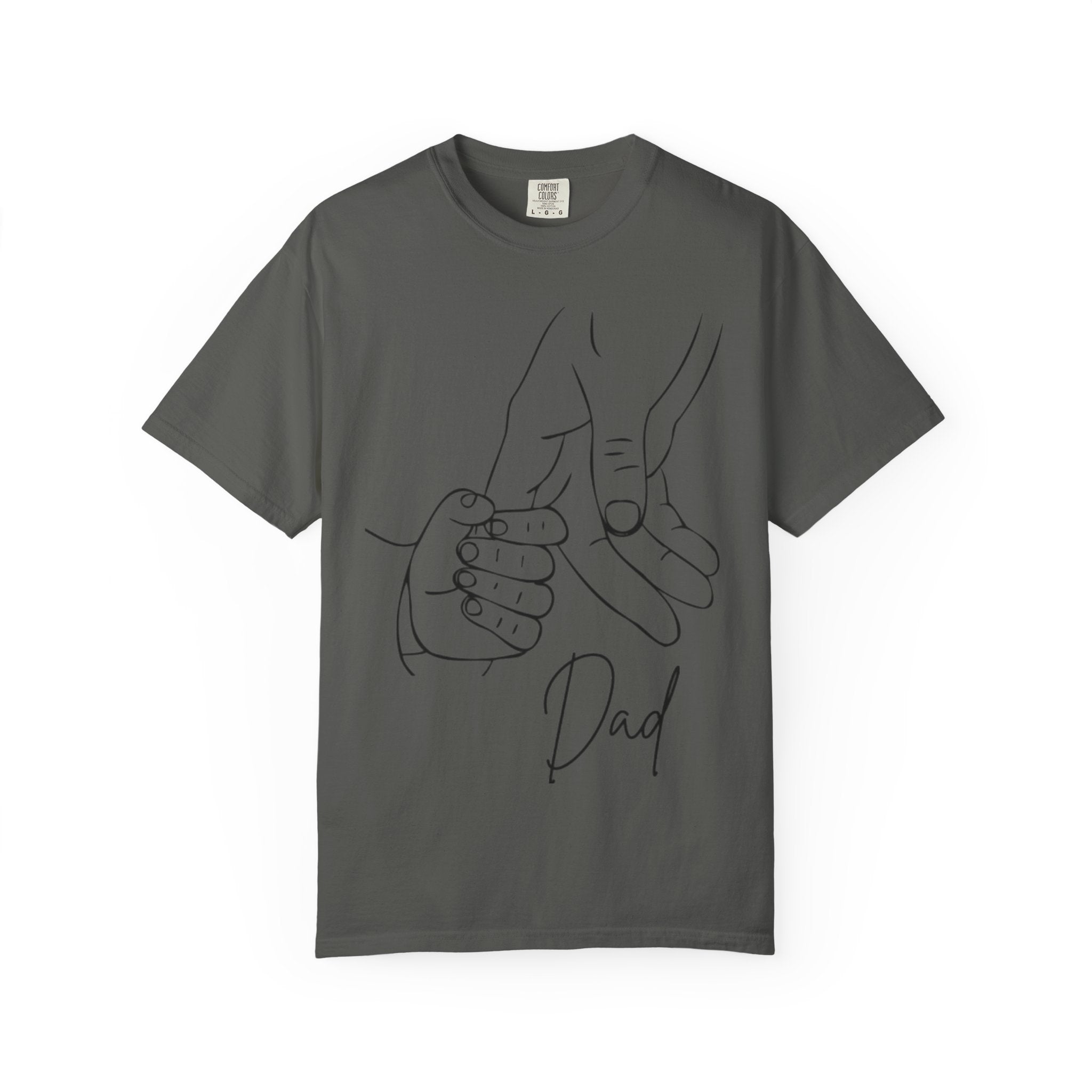 Dad Holding Baby Hand T-Shirt — Minimal Line Art Fatherhood Tee