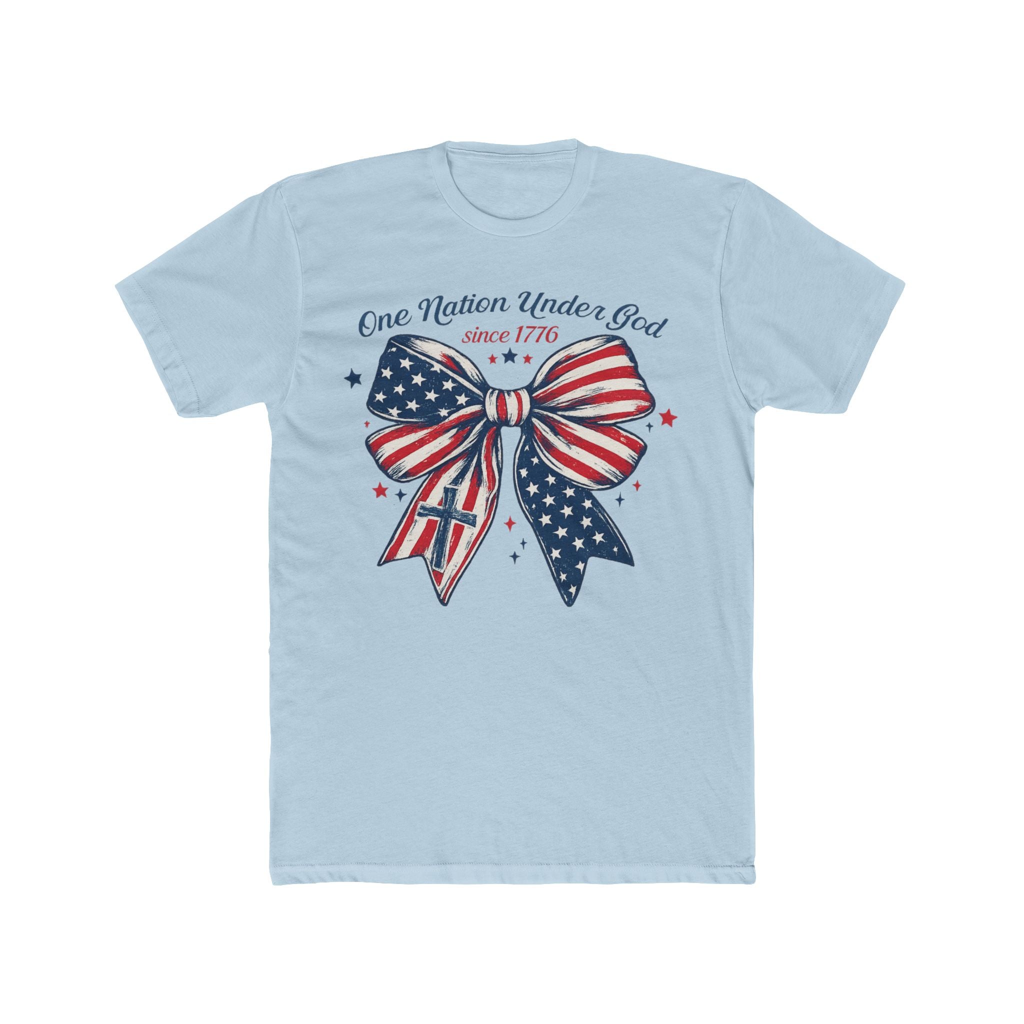 Patriotic Bow Tee – "One Nation Under God" American Flag T-Shirt