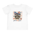 Patriotic Raccoon Toddler Tee — "Feral but Free" 4th of July Shirt