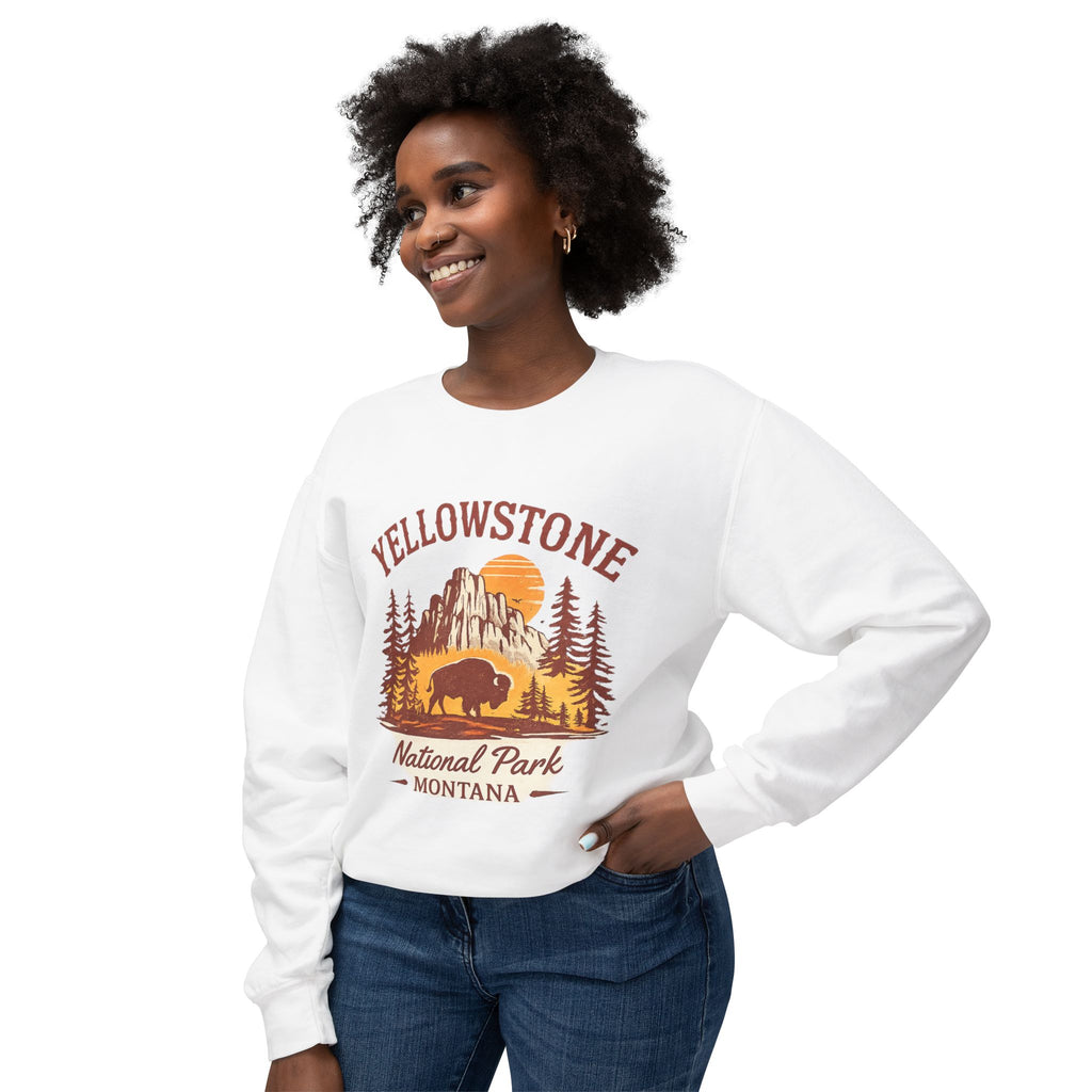 Yellowstone National Park Crewneck Sweatshirt — Montana Buffalo Scenic Vintage Tee