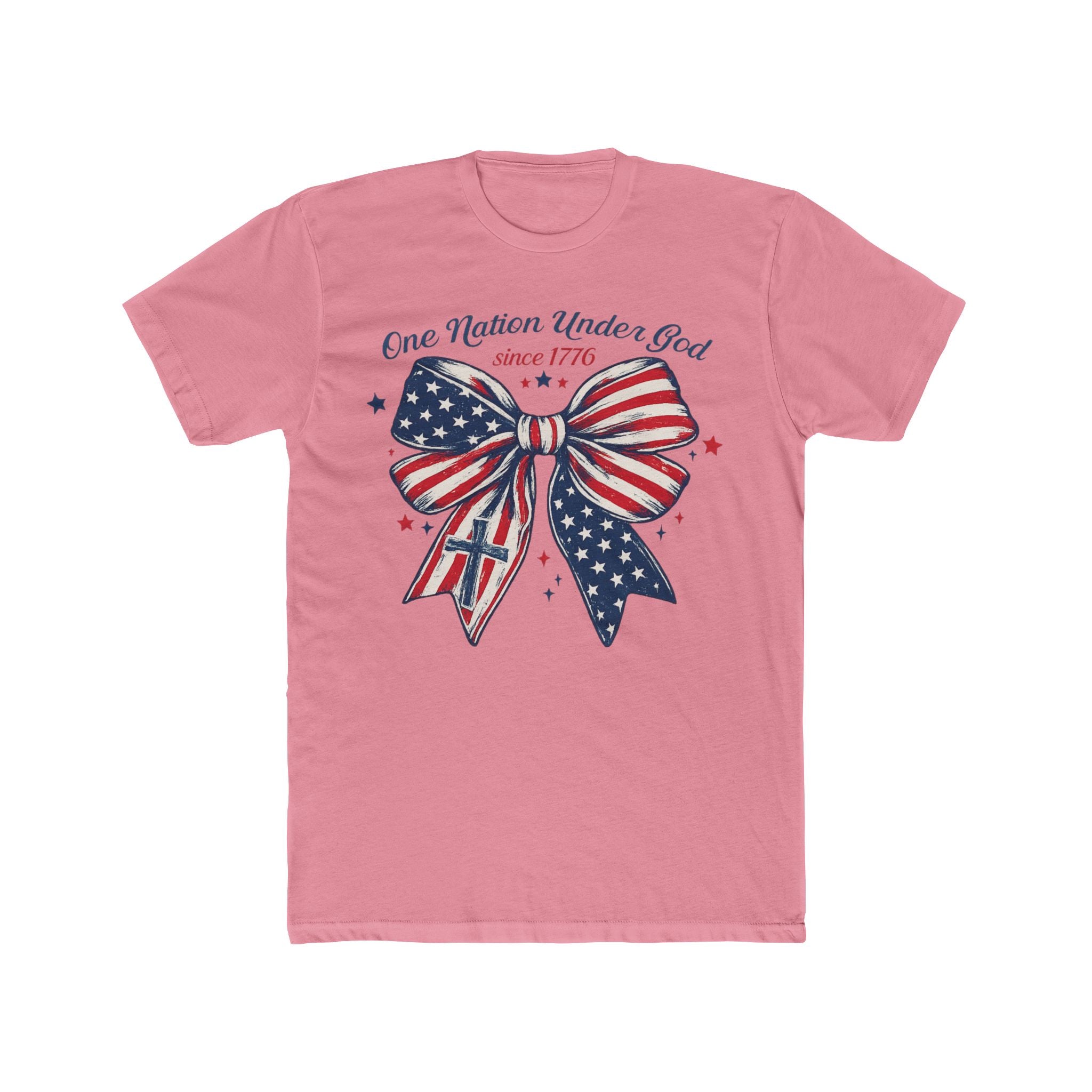 Patriotic Bow Tee – "One Nation Under God" American Flag T-Shirt